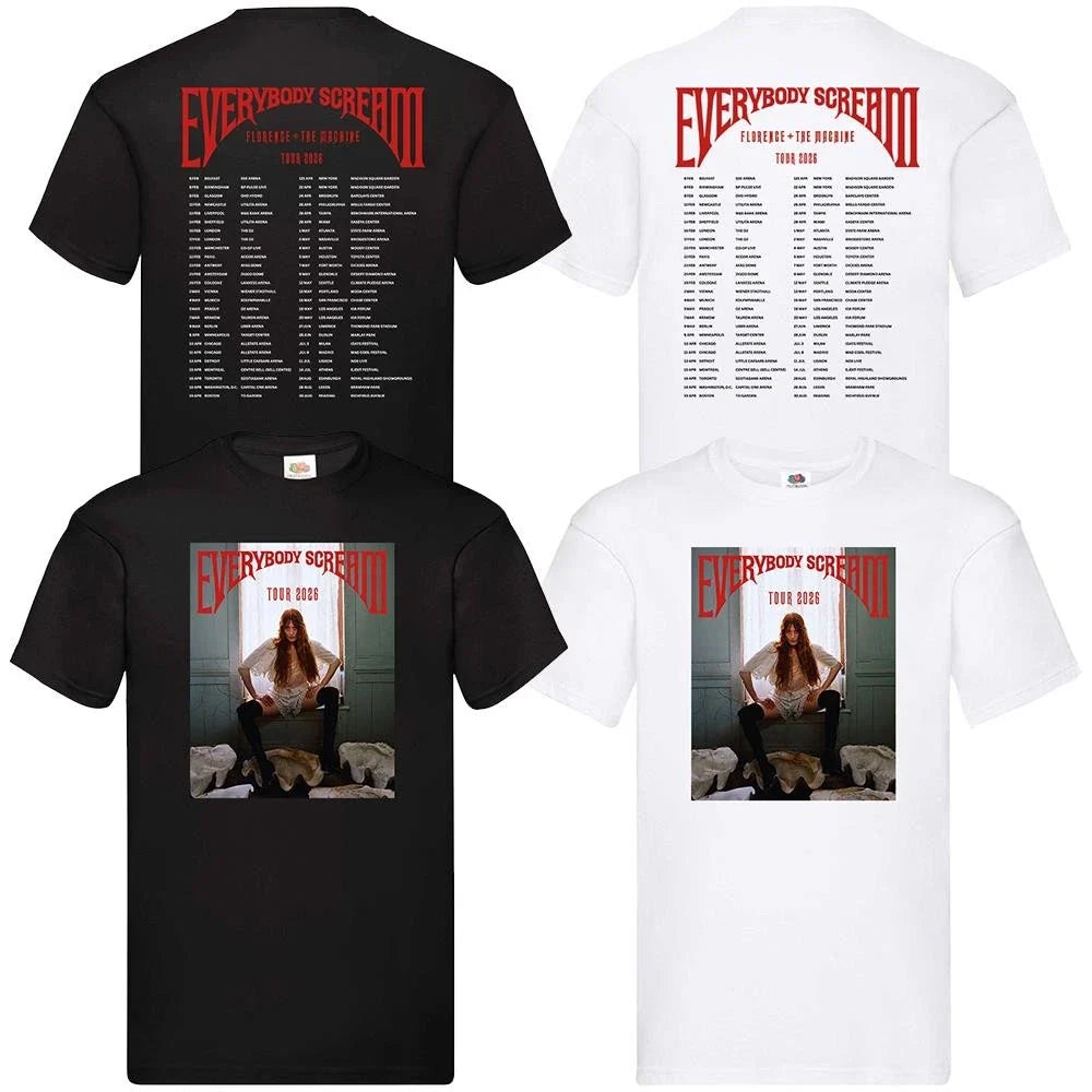 Florence and The Machine T-Shirt Everybody Scream Tour 2026 Unisex Concert Tee Unisex T-shirt, Sweatshirt, Hoodie, Long Sleeve Tee - T-Shirt, Sweatshirt, Hoodie