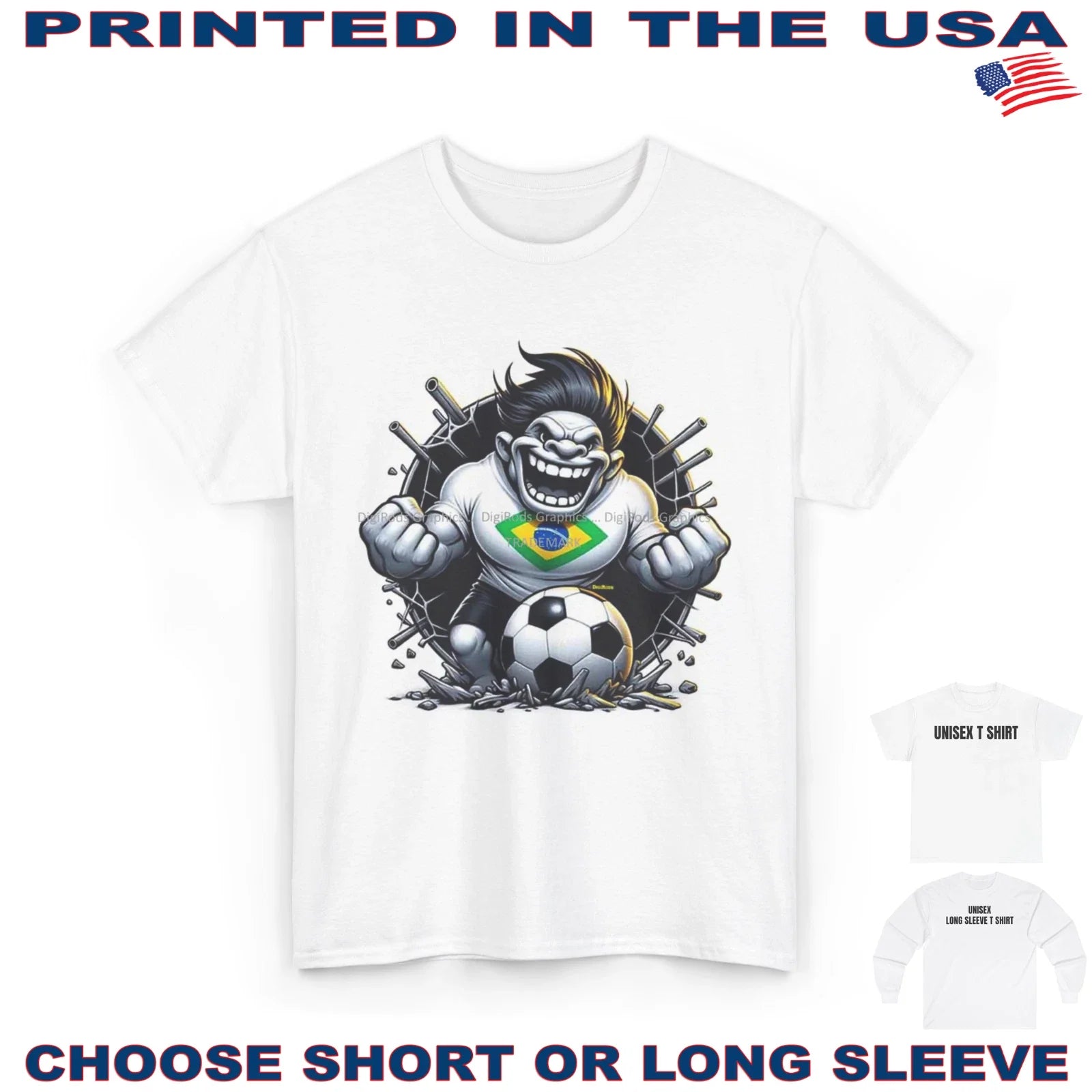 Soccer Team Brazilian Troll Brazil Field Player DigiRods Cartoon T Shirt Unisex T-shirt, Sweatshirt, Hoodie, Long Sleeve Tee - T-Shirt, Sweatshirt, Hoodie