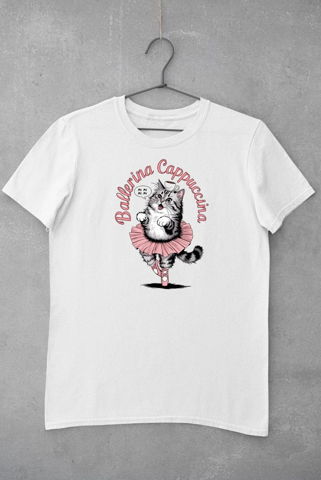 Ballerina Cappuccina Cat Meme Brainrot Logo Men's Printed Cotton Unisex T-shirt Unisex T-shirt, Sweatshirt, Hoodie, Long Sleeve Tee - T-Shirt, Sweatshirt, Hoodie