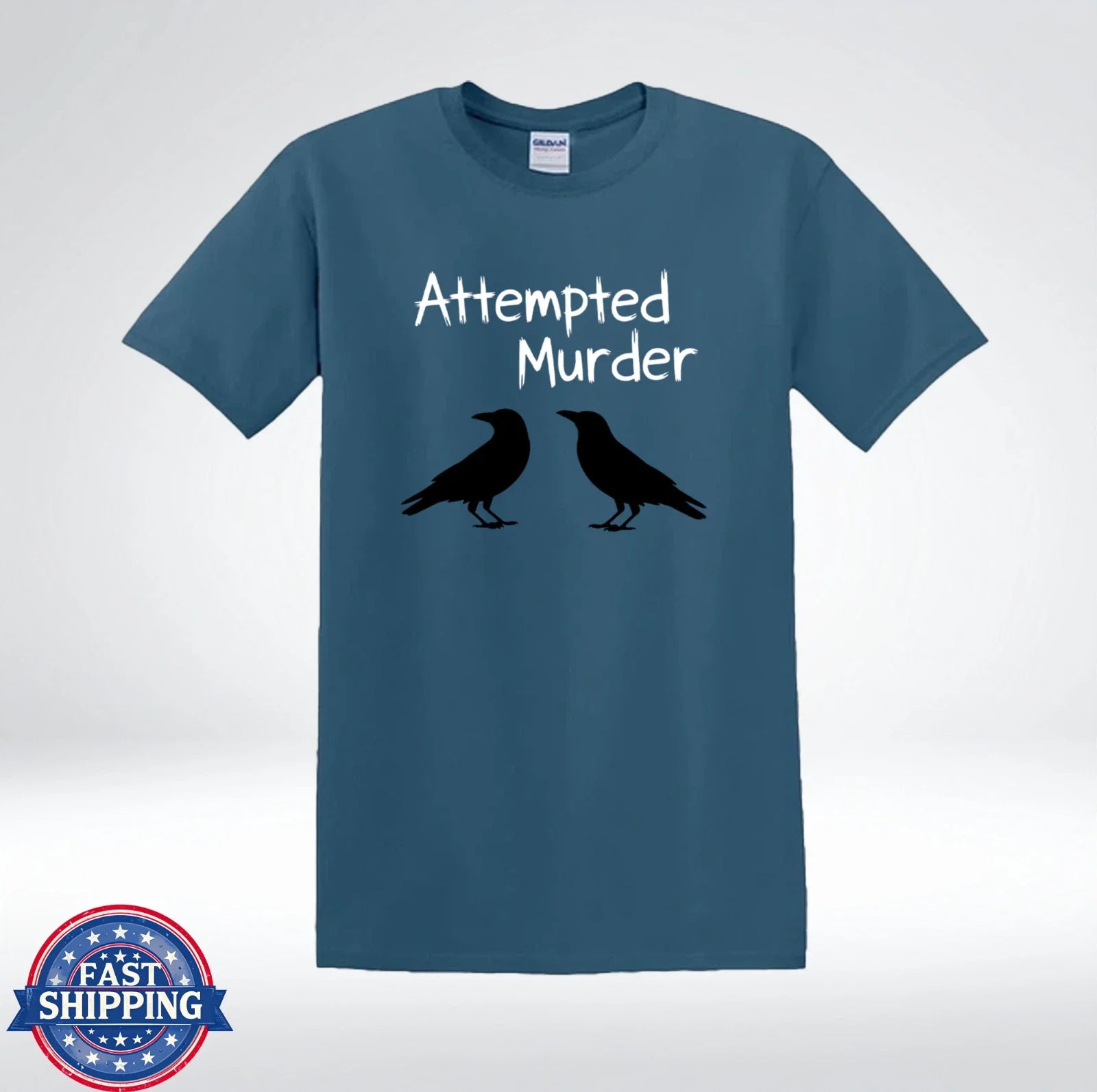 Attempted Murder Crow Pun Funny Bird Lover Graphic Humor Gift T-Shirt Unisex T-shirt, Sweatshirt, Hoodie, Long Sleeve Tee - T-Shirt, Sweatshirt, Hoodie