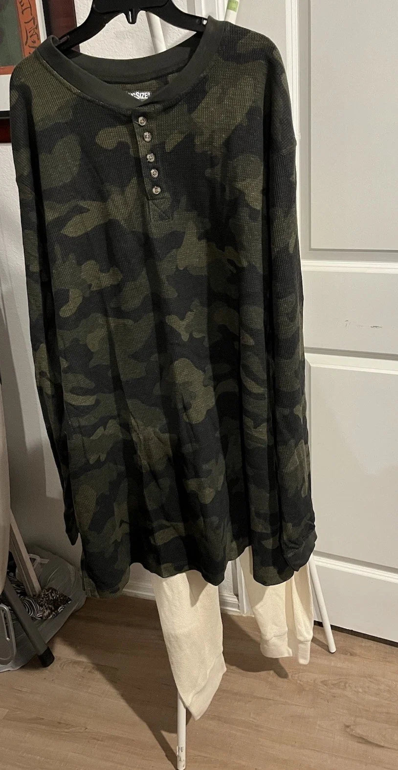 KingSize Camo Thermal Shirt Mens Big 5XL Henley Camouflage Long Sleeve Free Pant Unisex T-shirt, Sweatshirt, Hoodie, Long Sleeve Tee - T-Shirt, Sweatshirt, Hoodie