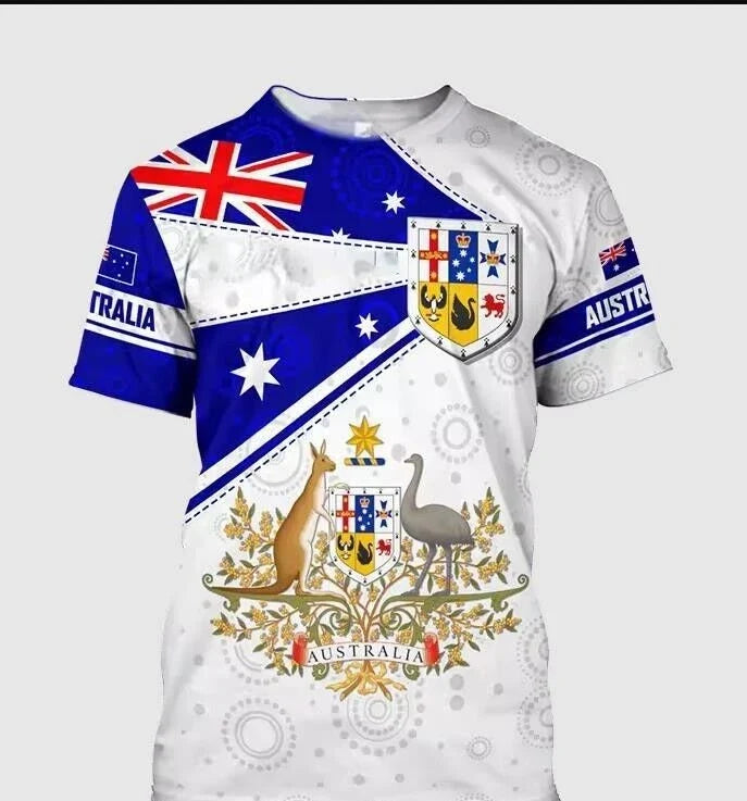 Australian Flag T-Shirt Tops Tees Short Sleeve Breathable Australia Day Summer Unisex T-shirt, Sweatshirt, Hoodie, Long Sleeve Tee - T-Shirt, Sweatshirt, Hoodie