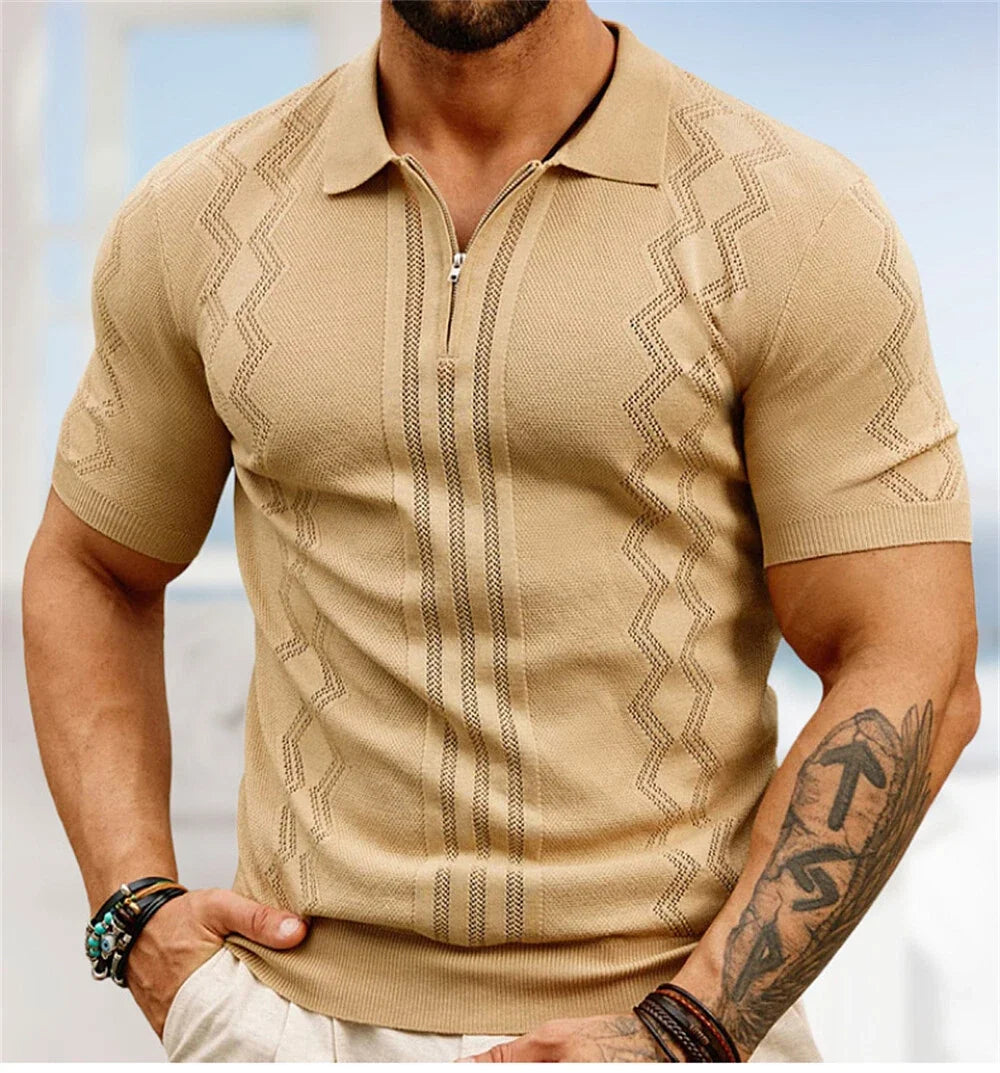 Men's Short Sleeve Slim Fit Shirts Knitted Shirts Casual Golf Shirt Unisex T-shirt, Sweatshirt, Hoodie, Long Sleeve Tee - T-Shirt, Sweatshirt, Hoodie