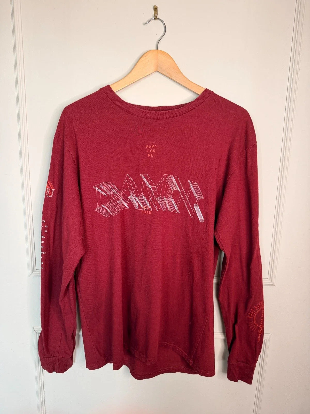 Kendrick Lamar 2018 DAMN. Tour burgundy long sleeve top Unisex T-shirt, Sweatshirt, Hoodie, Long Sleeve Tee - T-Shirt, Sweatshirt, Hoodie
