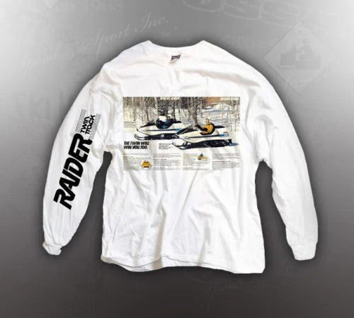 VINTAGE RAIDER TWIN TRACK SNOWMOBILE TEE-SHIRT LIKE NOS Unisex T-shirt, Sweatshirt, Hoodie, Long Sleeve Tee - T-Shirt, Sweatshirt, Hoodie