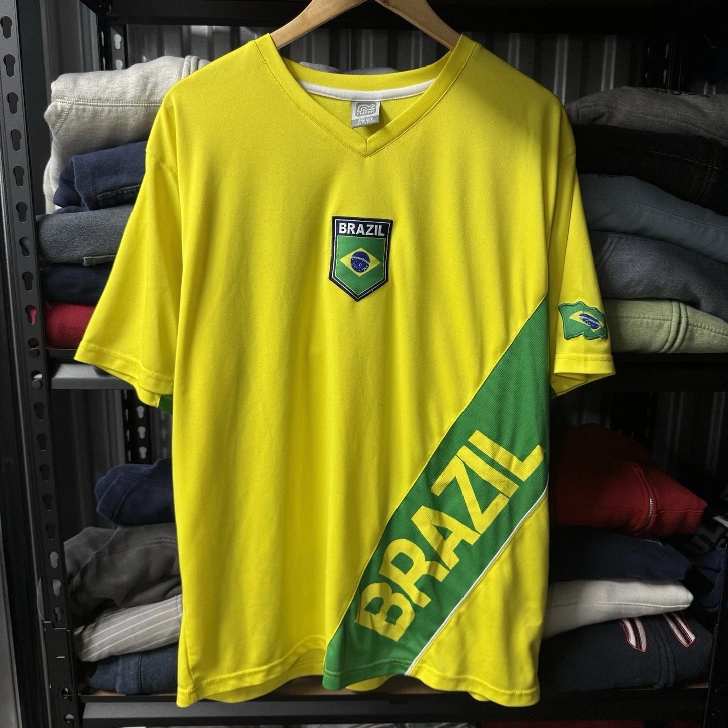 Y2K 2000s Brazil graphic jersey XL soccer football World Cup Unisex T-shirt, Sweatshirt, Hoodie, Long Sleeve Tee - T-Shirt, Sweatshirt, Hoodie