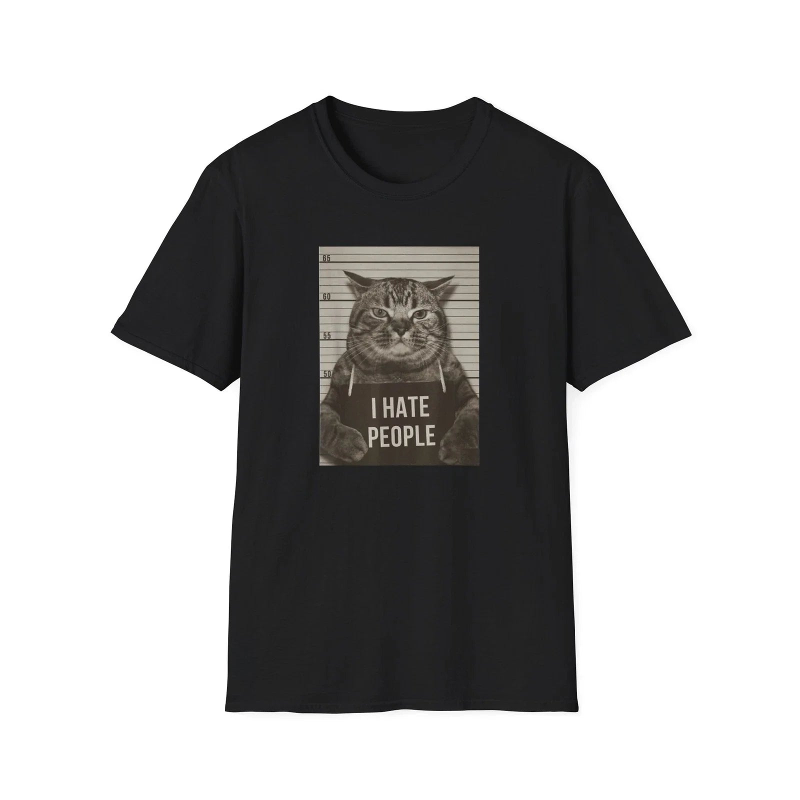 Mens Funny T Shirts I Hate People Cat T-Shirt Mugshot Sarcastic Graphic Novelty Unisex T-shirt, Sweatshirt, Hoodie, Long Sleeve Tee - T-Shirt, Sweatshirt, Hoodie