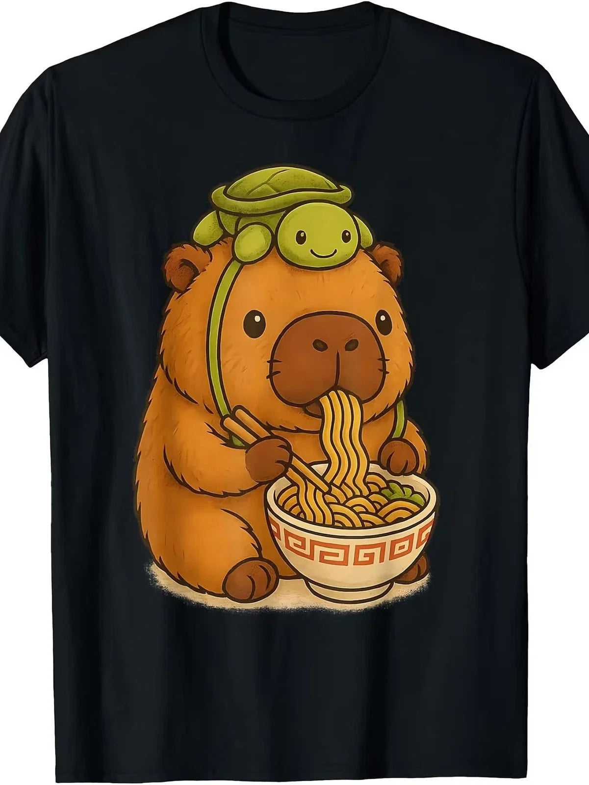 Capybara Anime Ramen Turtle Funny Graphic Kawaii Capibara T-Shirt Vintage Style, Unisex T-shirt, Sweatshirt, Hoodie, Long Sleeve Tee - T-Shirt, Sweatshirt, Hoodie