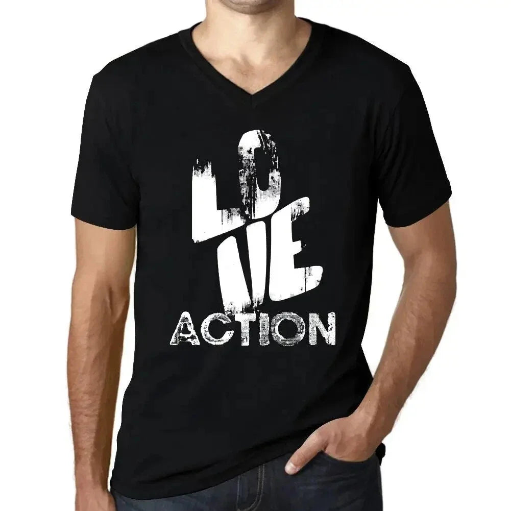 Men's Graphic T-Shirt V Neck Love Action Eco-Friendly Limited Edition Unisex T-shirt, Sweatshirt, Hoodie, Long Sleeve Tee - T-Shirt, Sweatshirt, Hoodie