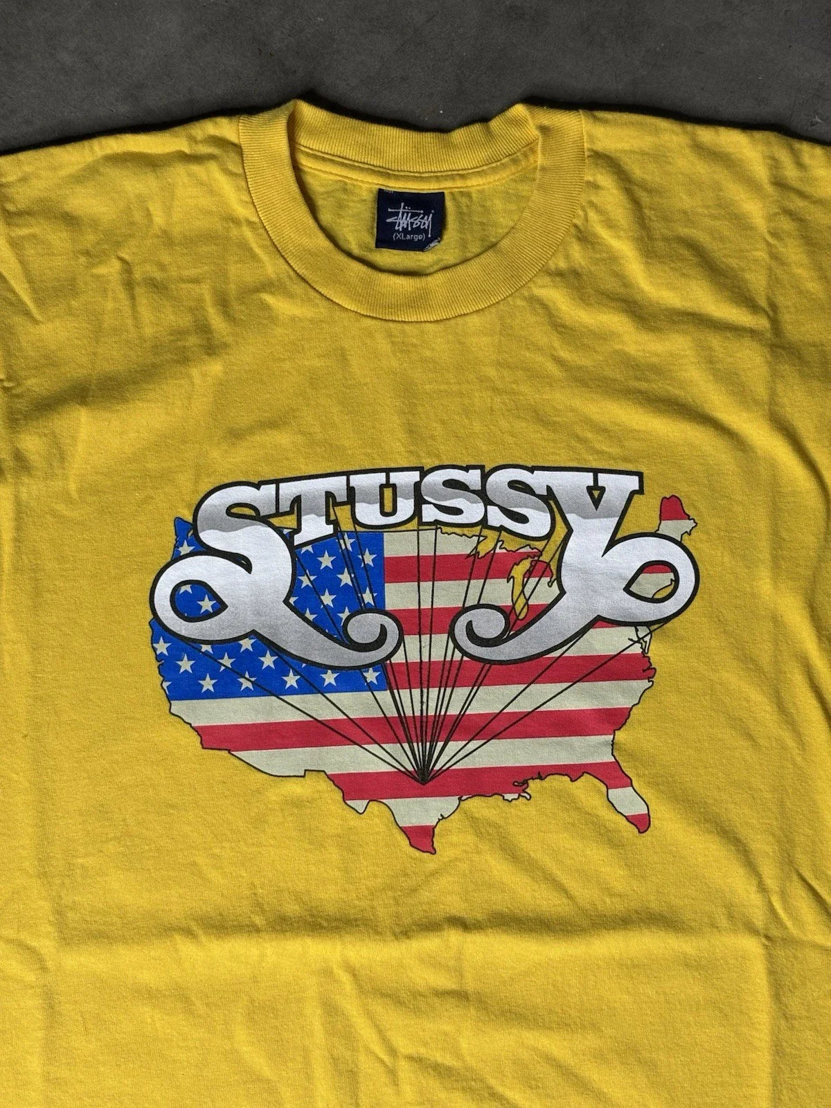 Vintage Y2K 2002 Stussy Tee Shirt Yellow XL Unisex T-shirt, Sweatshirt, Hoodie, Long Sleeve Tee - T-Shirt, Sweatshirt, Hoodie