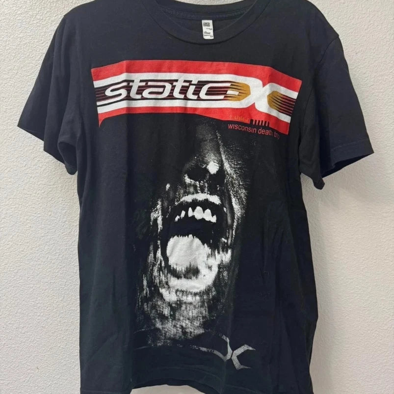 Static-X tour rock music short sleeve black color shirt Men Women S-5XL Unisex T-shirt, Sweatshirt, Hoodie, Long Sleeve Tee - T-Shirt, Sweatshirt, Hoodie