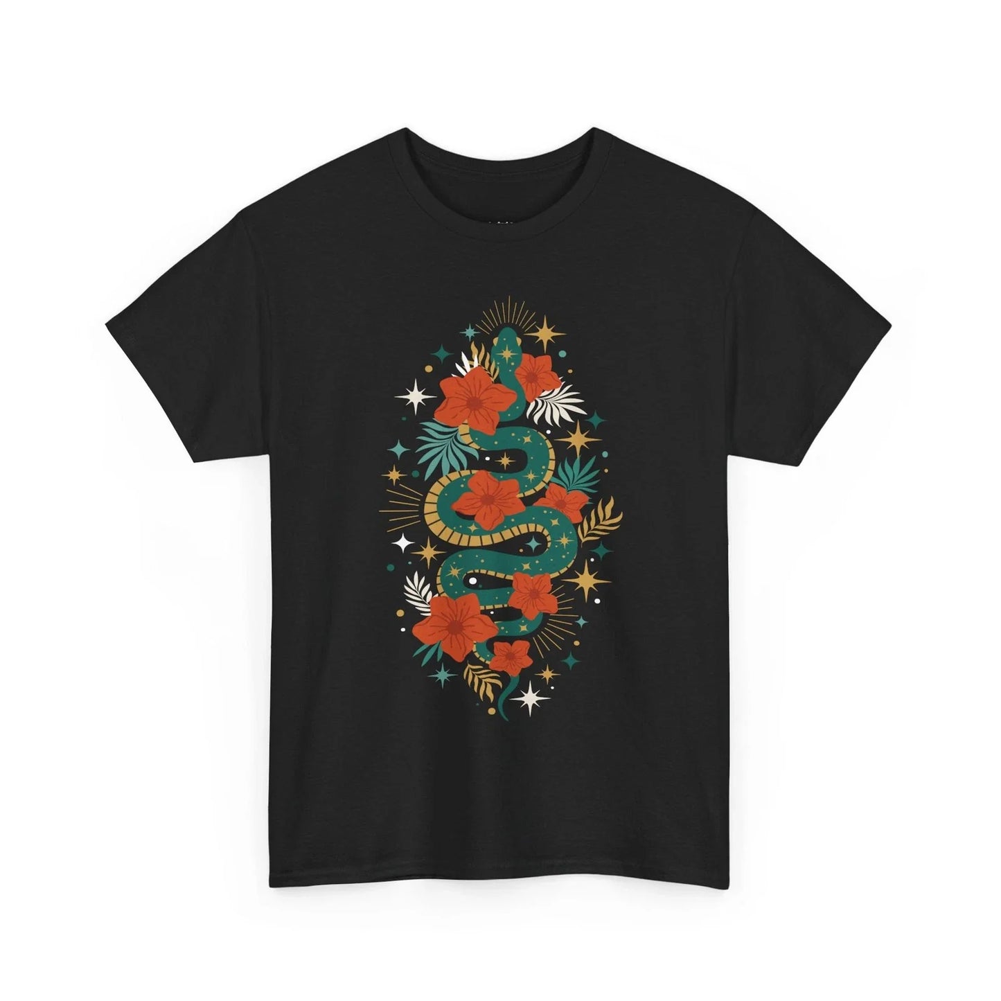 Boho Jade Snake Stars Flowers Cotton Tee Unisex T-Shirt Shirts Bohemian Serpent Unisex T-shirt, Sweatshirt, Hoodie, Long Sleeve Tee - T-Shirt, Sweatshirt, Hoodie