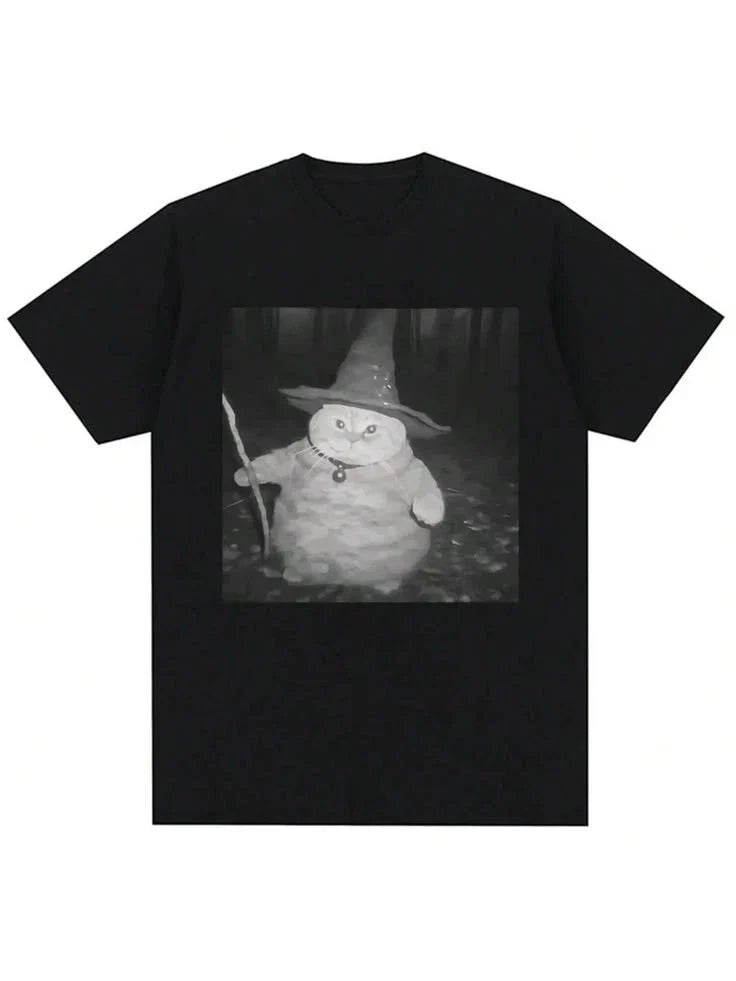 Funny Wizard Cat Meme Vintage Style Graphic T shirt Unisex T-shirt, Sweatshirt, Hoodie, Long Sleeve Tee - T-Shirt, Sweatshirt, Hoodie