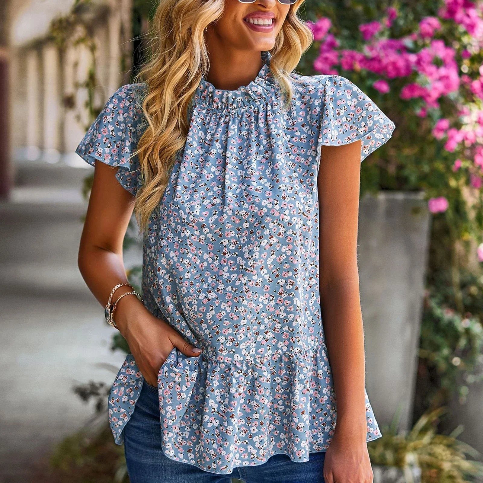 Short Sleeve Floral Top Stylish Casual Tee For Spring Summer Trending Unisex T-shirt, Sweatshirt, Hoodie, Long Sleeve Tee - T-Shirt, Sweatshirt, Hoodie