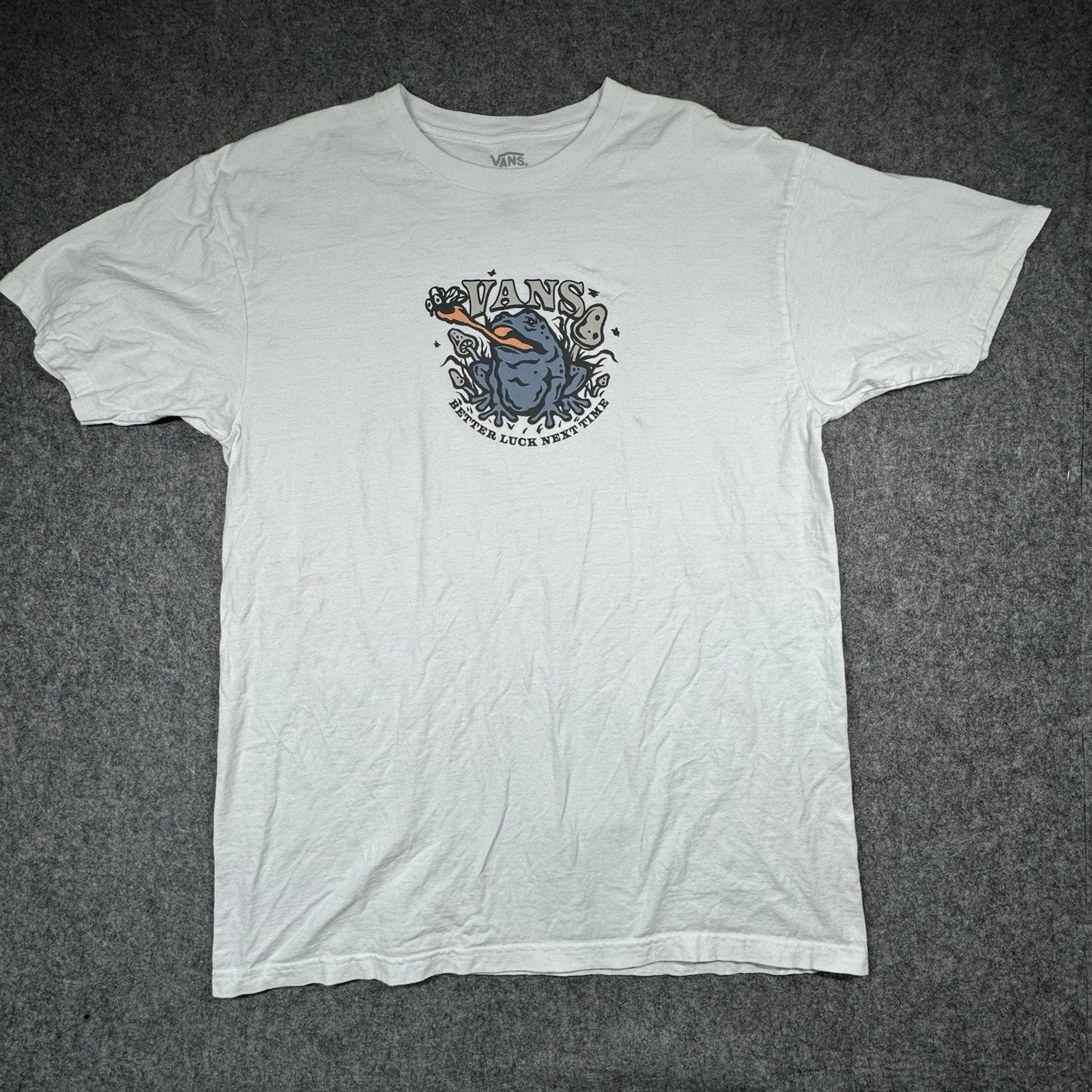 Vans T-Shirt Mens L White Better Luck Next Time Frog Graphic Skate Streetwear Unisex T-shirt, Sweatshirt, Hoodie, Long Sleeve Tee - T-Shirt, Sweatshirt, Hoodie