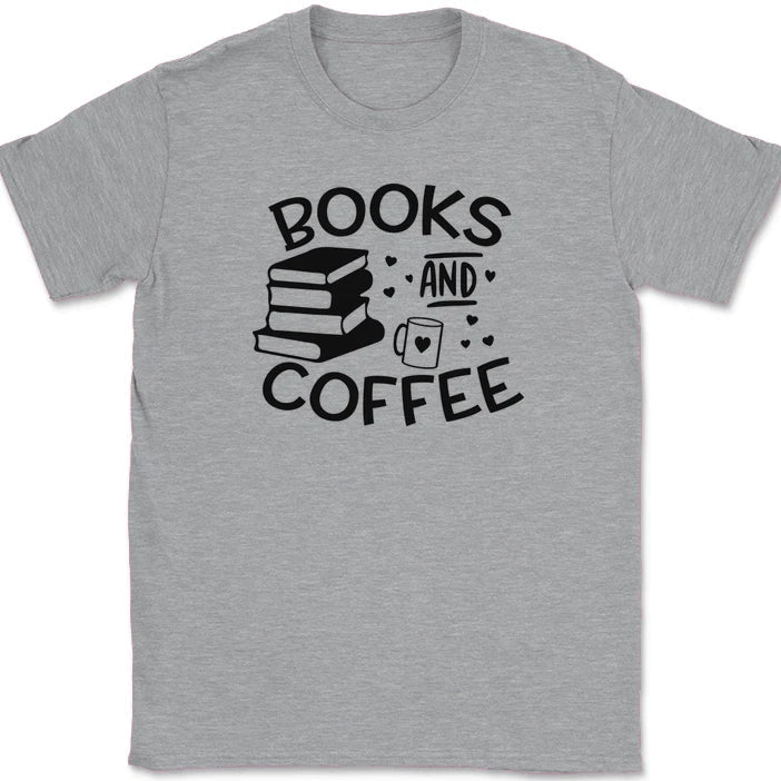 Books and Coffee T-Shirt Funny Reading Novel Caffeine Hobby Graphic Tee Unisex T-shirt, Sweatshirt, Hoodie, Long Sleeve Tee - T-Shirt, Sweatshirt, Hoodie