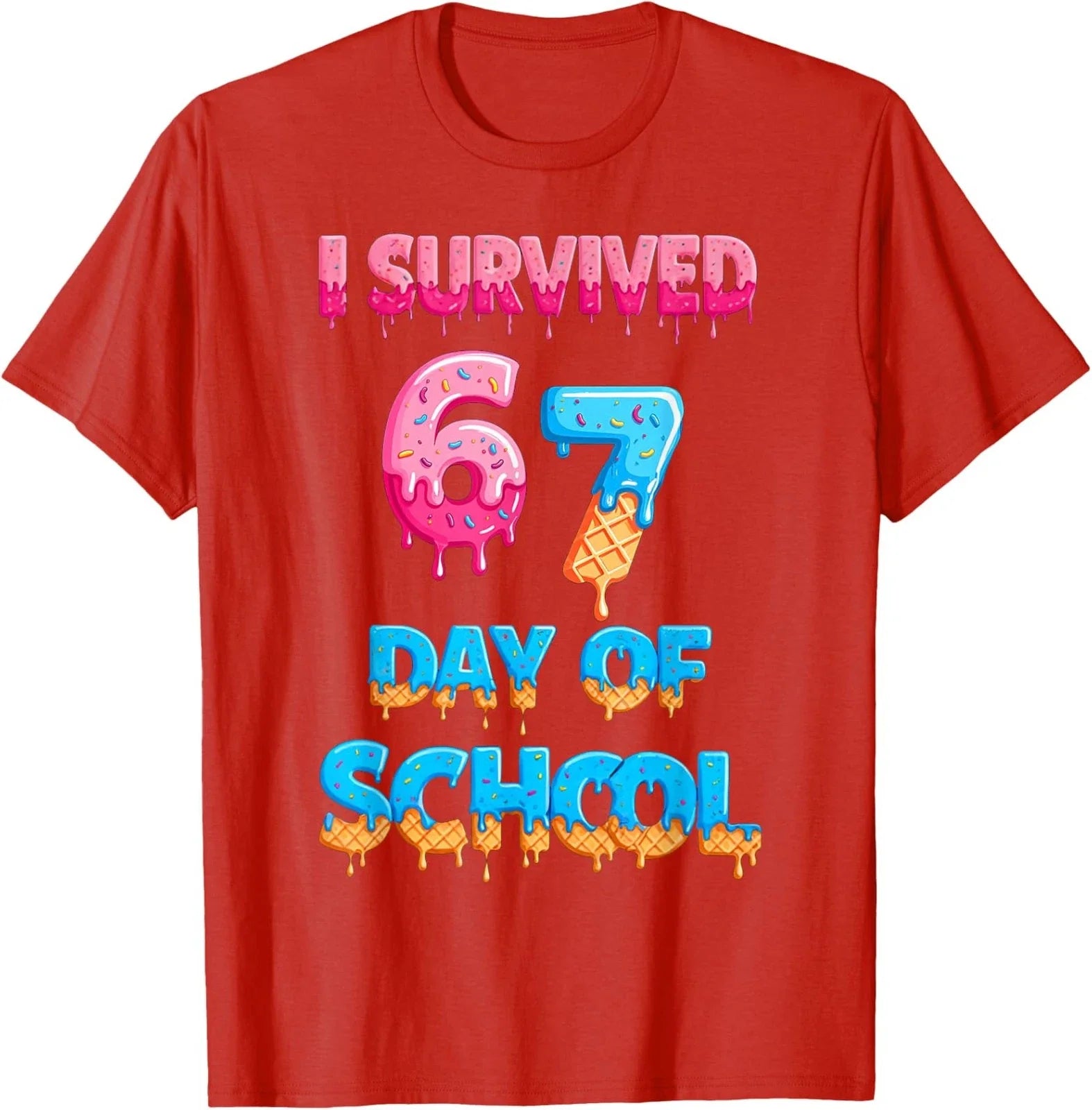 I Survived 67 Days of School Funny Meme Design Unisex T-Shirt Unisex T-shirt, Sweatshirt, Hoodie, Long Sleeve Tee - T-Shirt, Sweatshirt, Hoodie