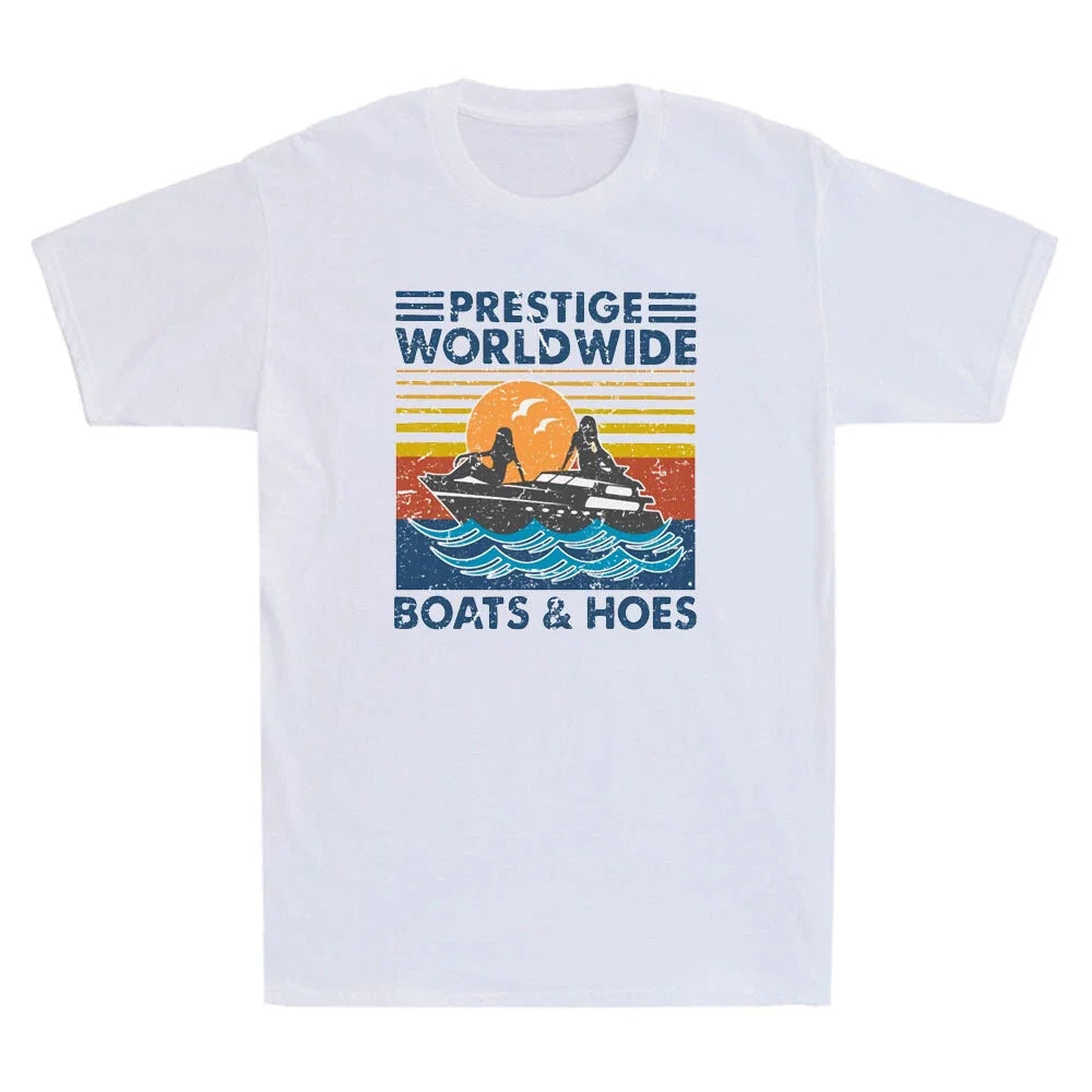Prestige Worldwide Boats and Hoes Comedy  Retro Men's Short Sleeve T-Shirt Unisex T-shirt, Sweatshirt, Hoodie, Long Sleeve Tee - T-Shirt, Sweatshirt, Hoodie