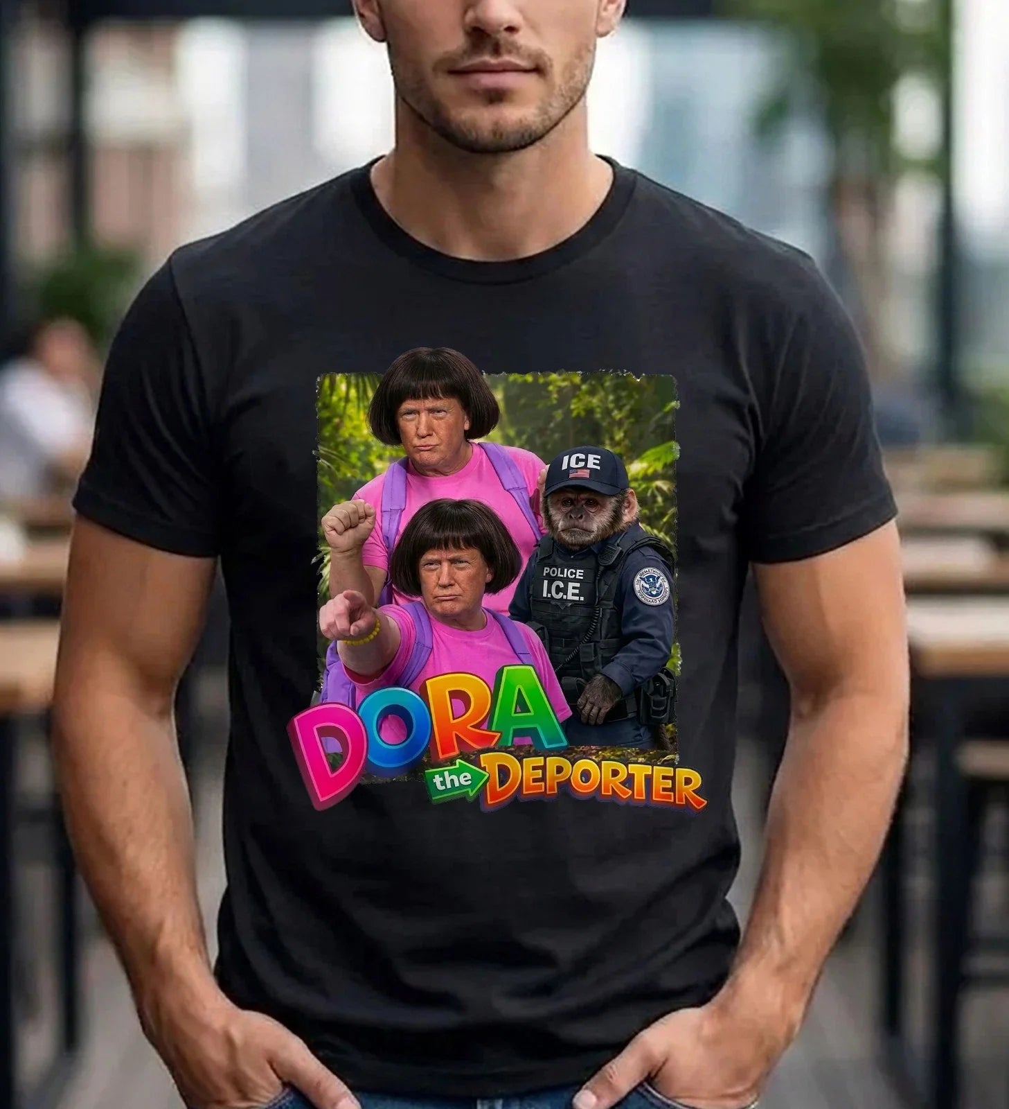 Dora the Deporter Funny Meme T-Shirt - Cartoon Trump Sarcastic Tee Top Unisex T-shirt, Sweatshirt, Hoodie, Long Sleeve Tee - T-Shirt, Sweatshirt, Hoodie
