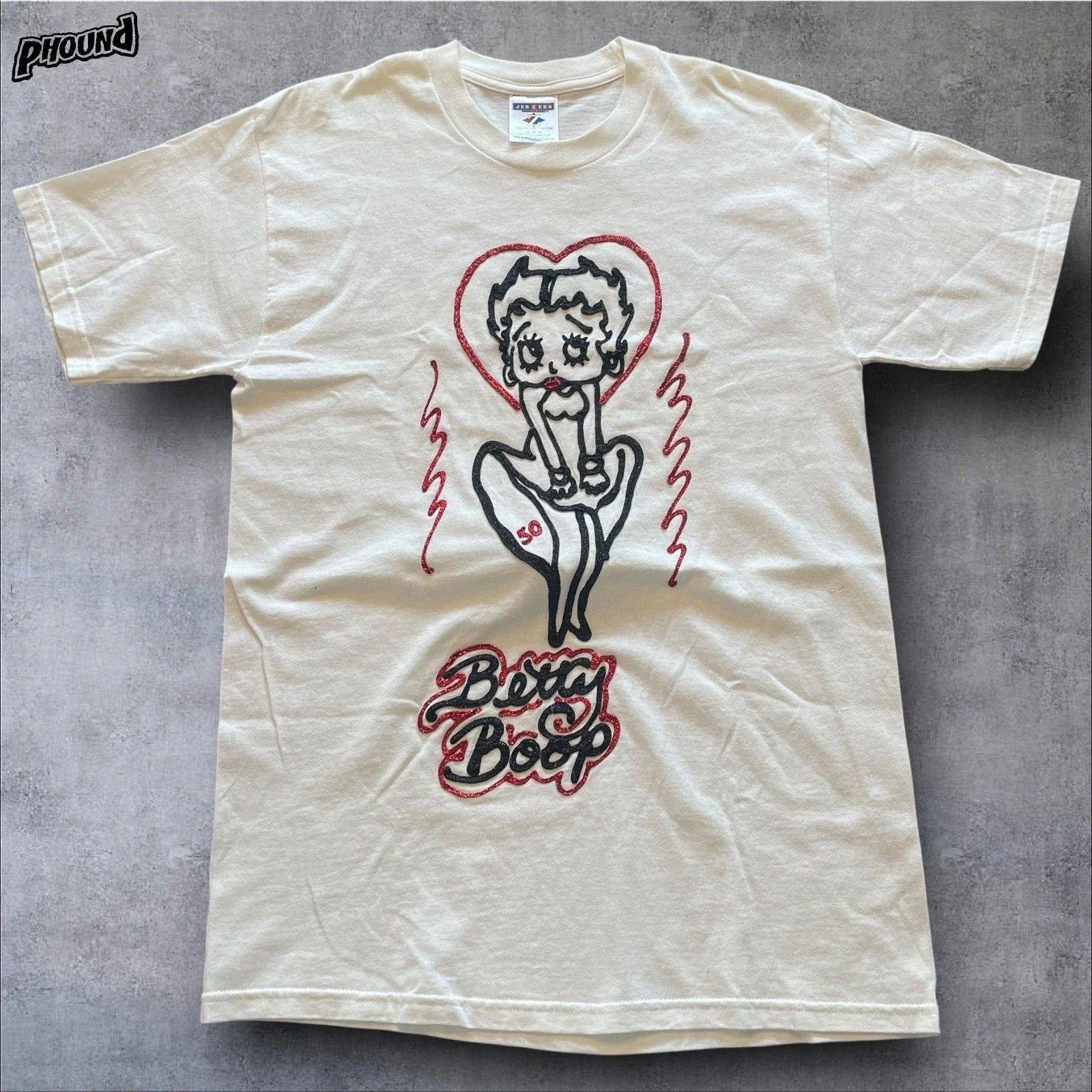 Betty Boop Custom T Shirt SIZE M Thick Glitter Paint Cute Funny Puffy Unisex T-shirt, Sweatshirt, Hoodie, Long Sleeve Tee - T-Shirt, Sweatshirt, Hoodie