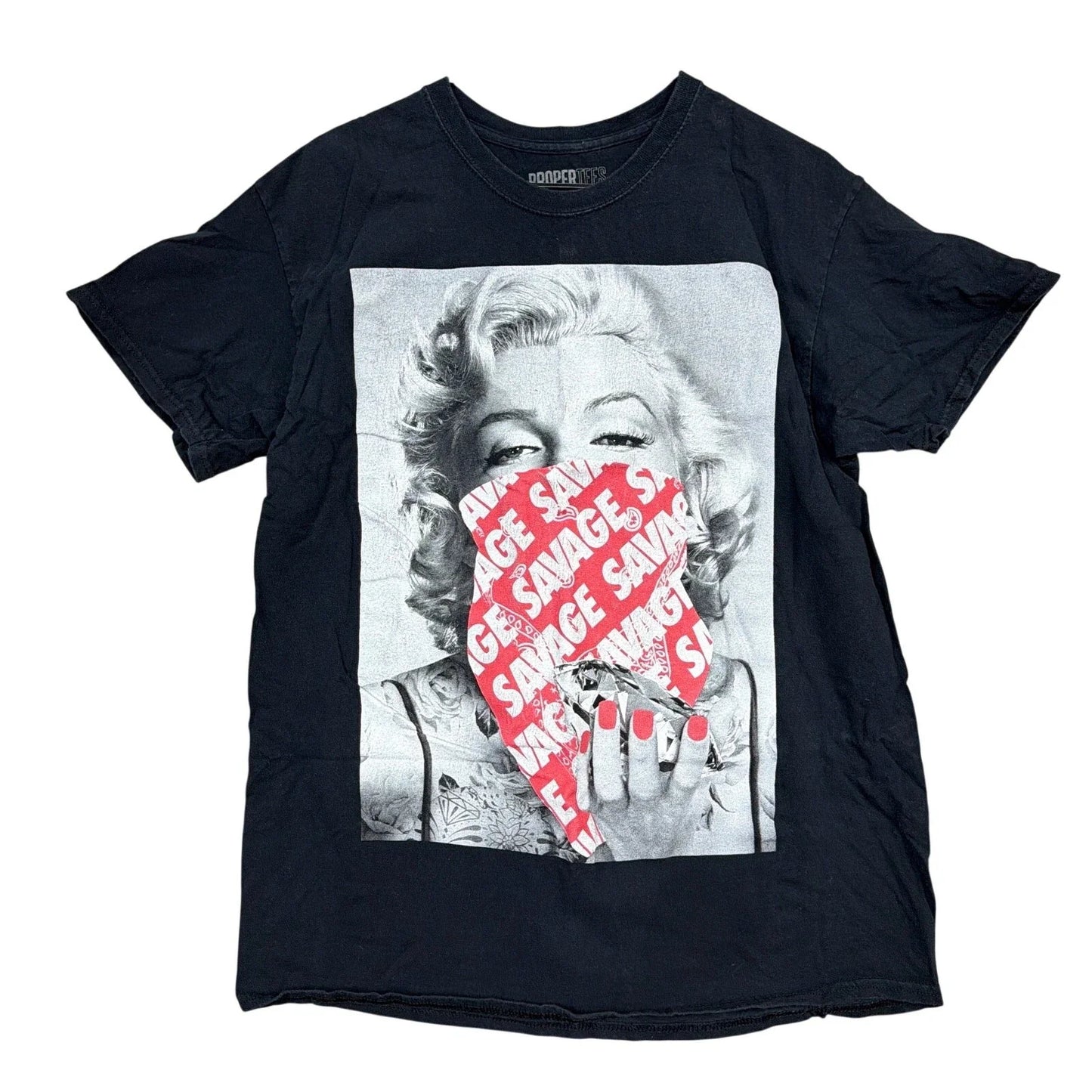 Proper Tees Unisex Black White Red Marilyn Monroe Graphic Short Sleeve Crew L Unisex T-shirt, Sweatshirt, Hoodie, Long Sleeve Tee - T-Shirt, Sweatshirt, Hoodie