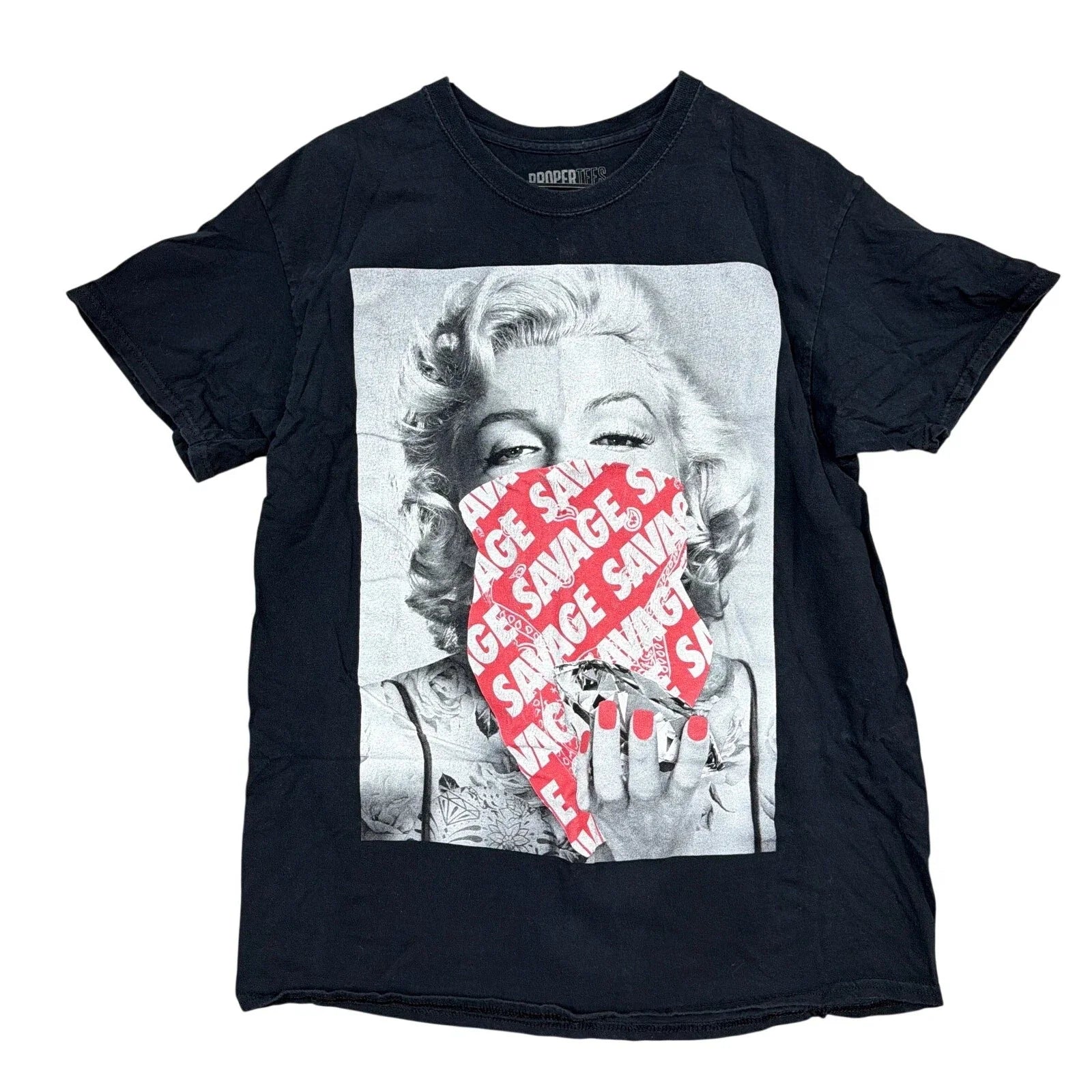 Proper Tees Unisex Black White Red Marilyn Monroe Graphic Short Sleeve Crew L Unisex T-shirt, Sweatshirt, Hoodie, Long Sleeve Tee - T-Shirt, Sweatshirt, Hoodie