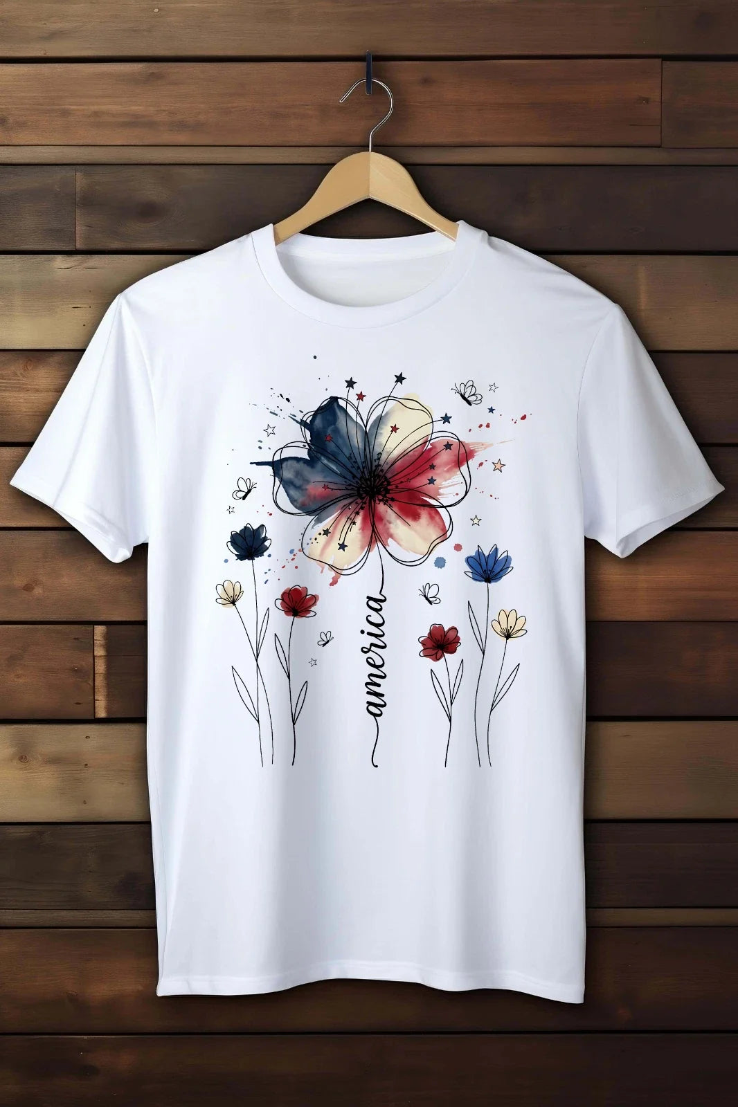 Boho Floral USA 250 White Gildan Soft Style T-shirt   Kids/Adult Sizes Unisex T-shirt, Sweatshirt, Hoodie, Long Sleeve Tee - T-Shirt, Sweatshirt, Hoodie