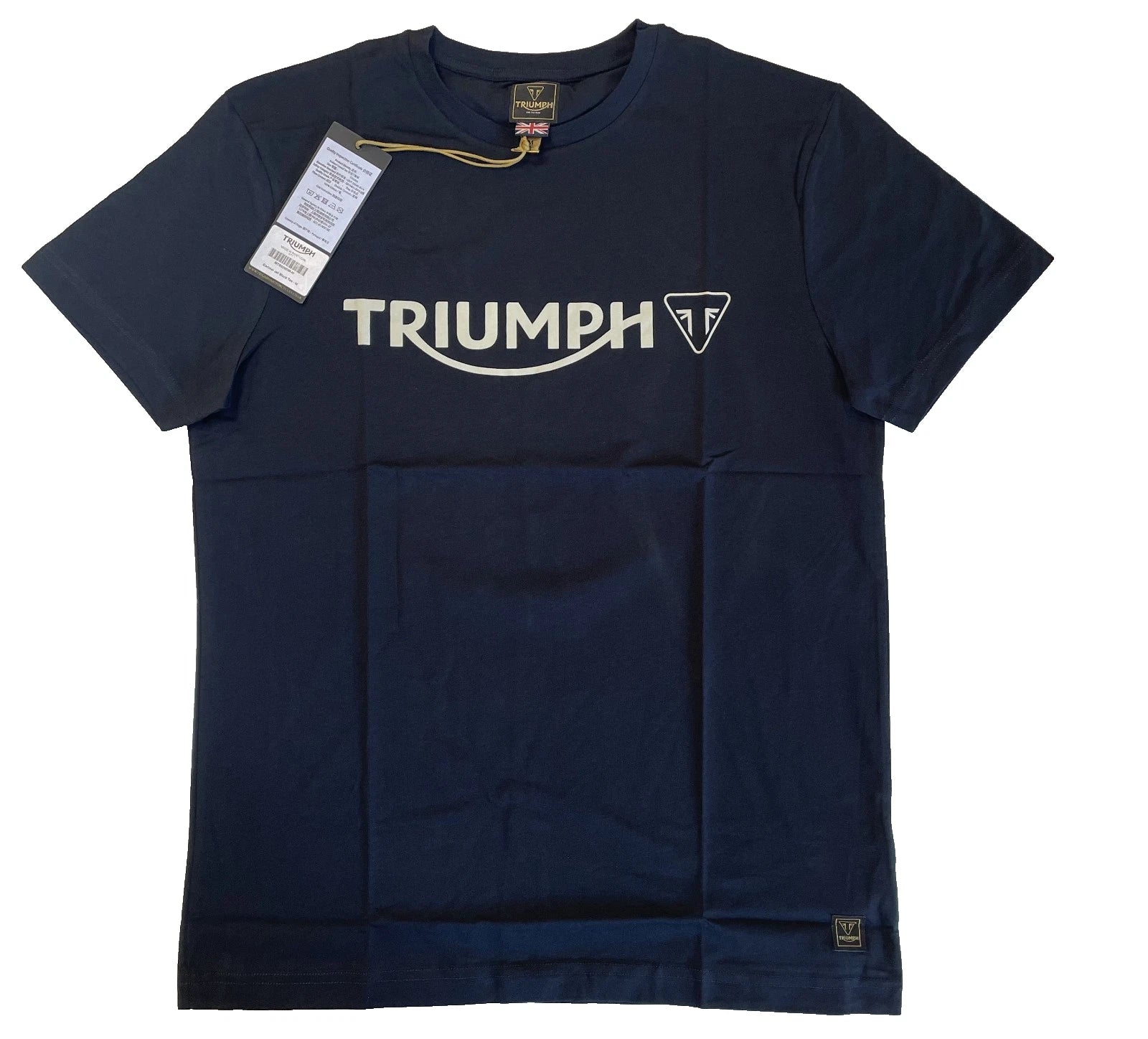 Triumph T-Shirt Mens Medium Cartmel Jet Black Spellout Logo Cotton Short Sleeve Unisex T-shirt, Sweatshirt, Hoodie, Long Sleeve Tee - T-Shirt, Sweatshirt, Hoodie