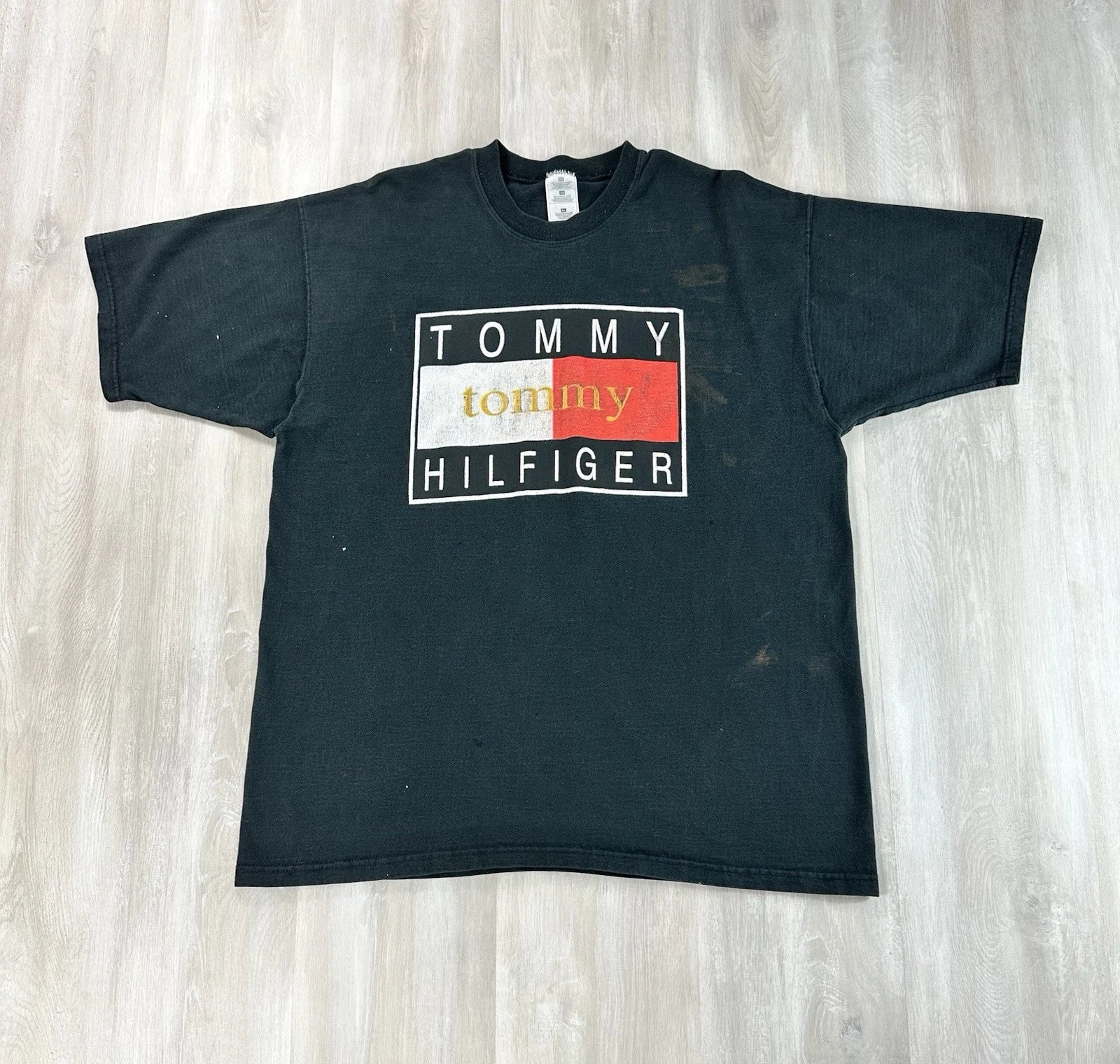 Vintage Tommy Hilfiger Shirt Size XL USA Made Vintage Big Flag Graphic Spell Out Unisex T-shirt, Sweatshirt, Hoodie, Long Sleeve Tee - T-Shirt, Sweatshirt, Hoodie