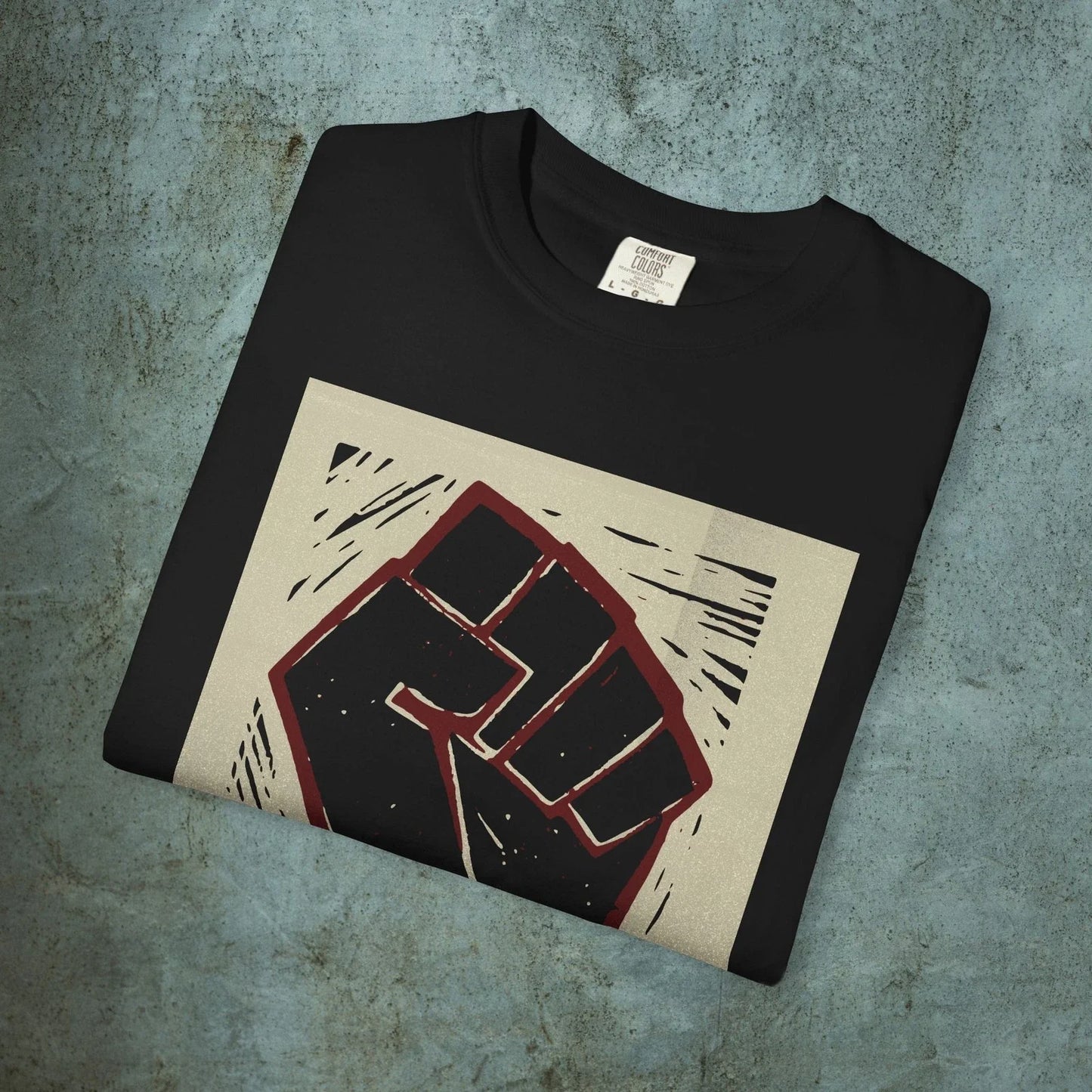 Revolutionary Fist Resist Graphic T-shirt | Washed Minimalist Protest Art Tee Unisex T-shirt, Sweatshirt, Hoodie, Long Sleeve Tee - T-Shirt, Sweatshirt, Hoodie
