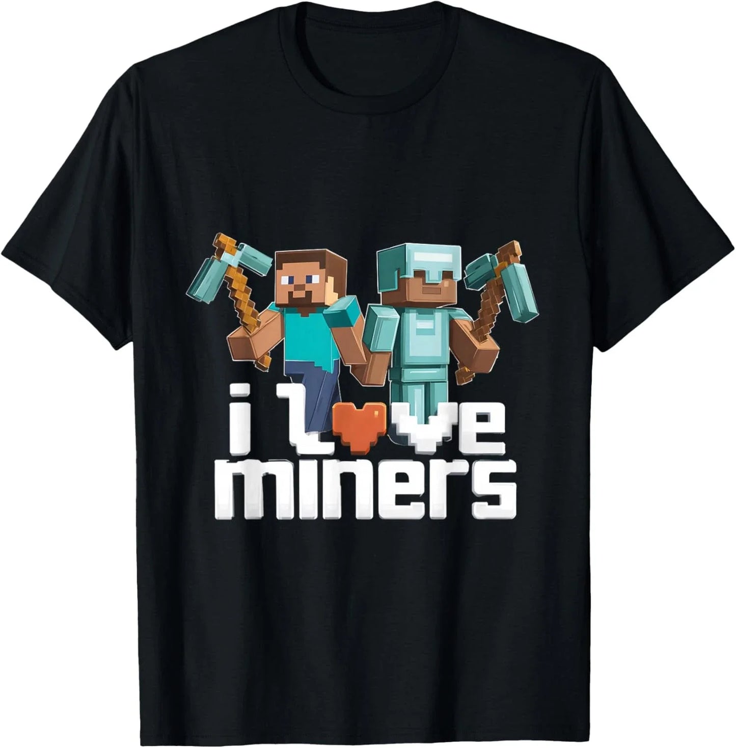 I Love Miners Funny Mining Gamer Pixel Pickaxe Unisex T-Shirt Unisex T-shirt, Sweatshirt, Hoodie, Long Sleeve Tee - T-Shirt, Sweatshirt, Hoodie