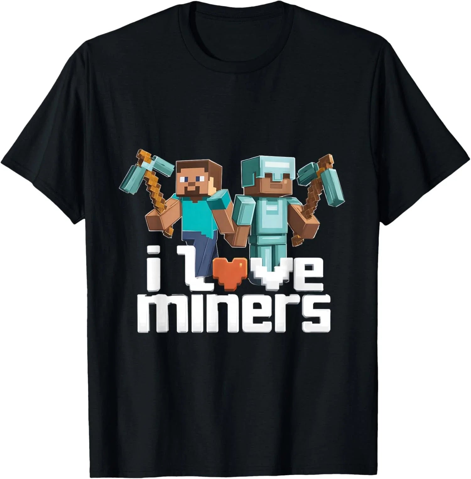 I Love Miners Funny Mining Gamer Pixel Pickaxe Unisex T-Shirt Unisex T-shirt, Sweatshirt, Hoodie, Long Sleeve Tee - T-Shirt, Sweatshirt, Hoodie