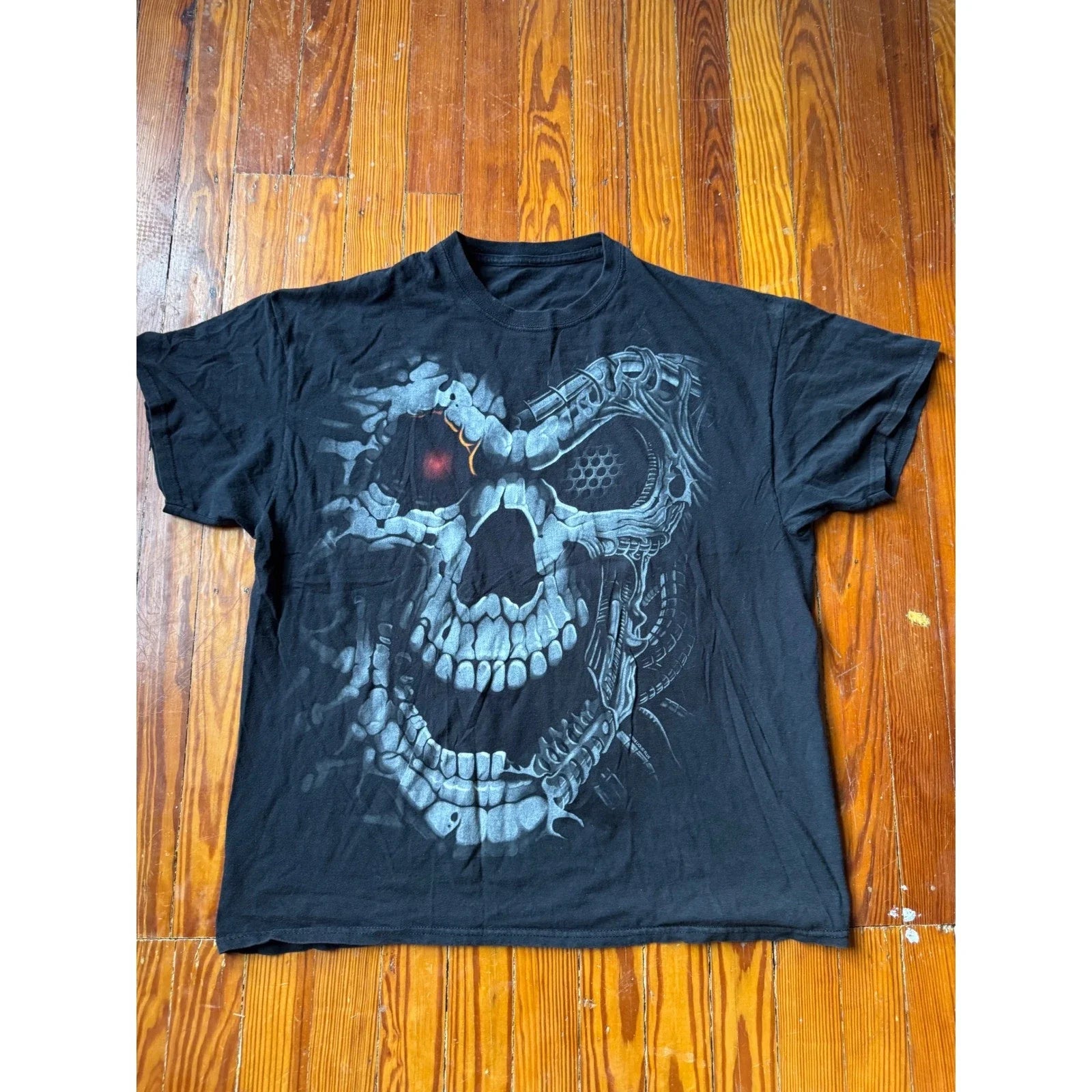 Vintage Cyborg Skull Graphic Black Short Sleeve Streetwear Tee Unisex T-shirt, Sweatshirt, Hoodie, Long Sleeve Tee - T-Shirt, Sweatshirt, Hoodie