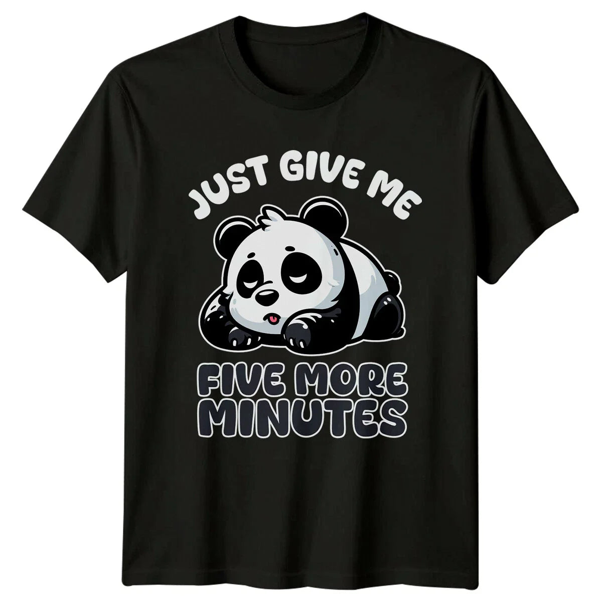 Lazy Panda Just Give Me Five More Minutes Funny Animal Pun T-Shirt Unisex T-shirt, Sweatshirt, Hoodie, Long Sleeve Tee - T-Shirt, Sweatshirt, Hoodie