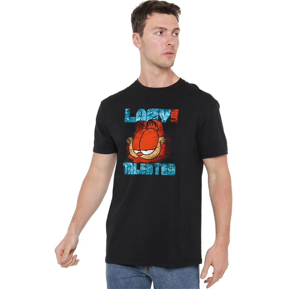 Garfield Lazy But Talented Distressed T-Shirt S-5XL, Black Unisex T-shirt, Sweatshirt, Hoodie, Long Sleeve Tee - T-Shirt, Sweatshirt, Hoodie