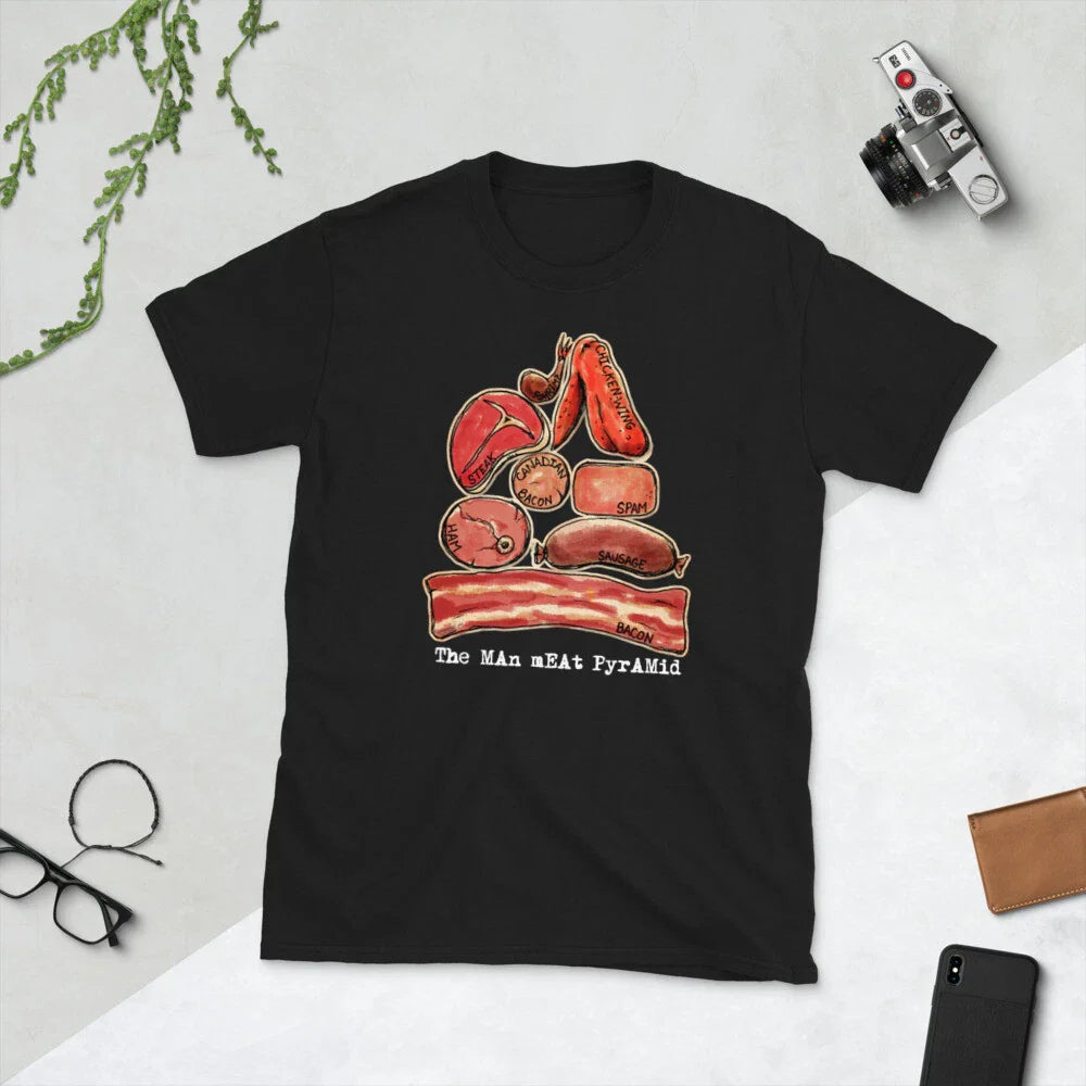 Man Meat Pyramid Dad Joke Father's Day T-Shirt Gift Bacon Ham #1 Shirt Tattoo Unisex T-shirt, Sweatshirt, Hoodie, Long Sleeve Tee - T-Shirt, Sweatshirt, Hoodie