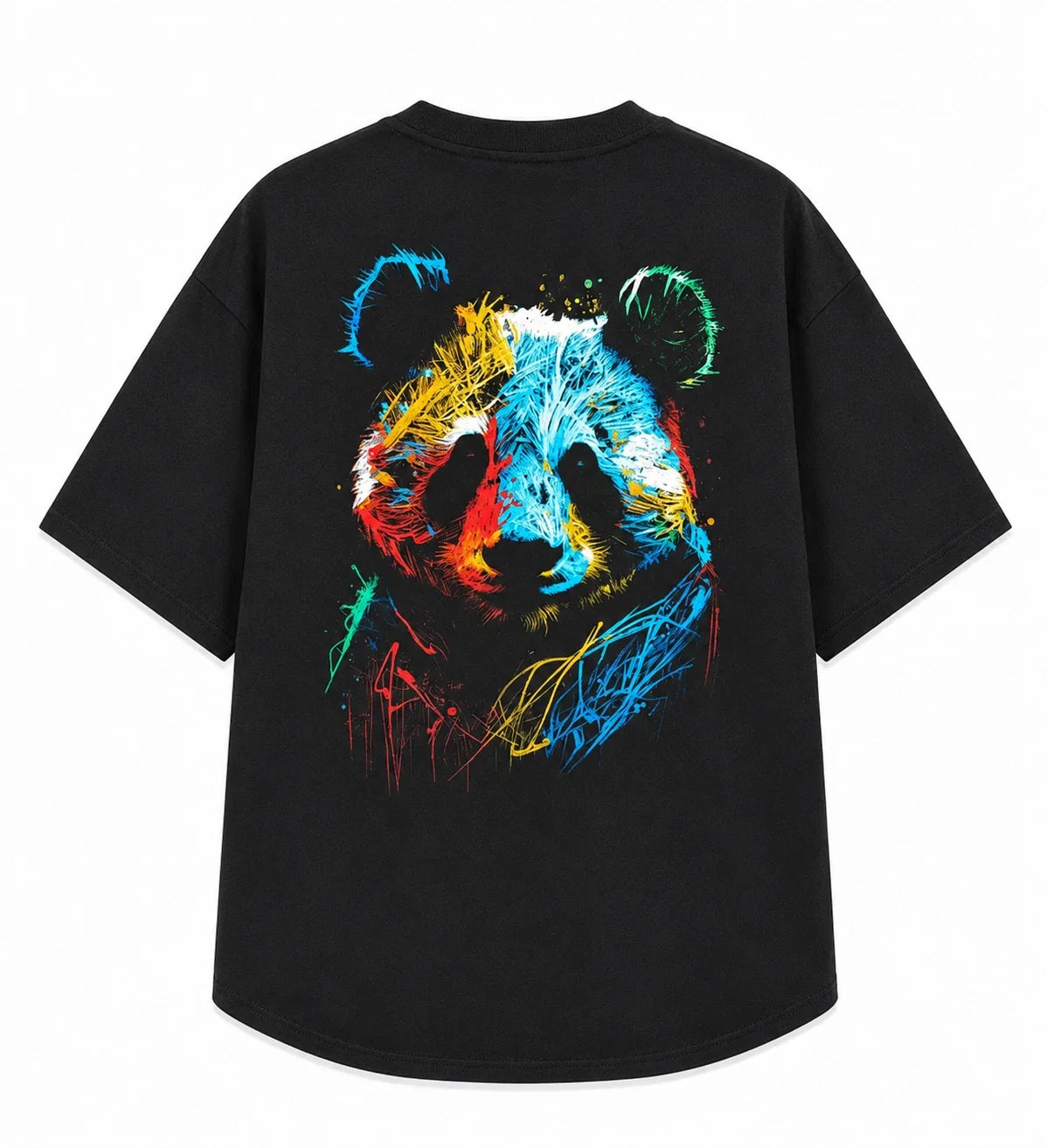 Colorful Panda Graphic T Shirt Oversized Unisex Streetwear Graffiti Art Tee Unisex T-shirt, Sweatshirt, Hoodie, Long Sleeve Tee - T-Shirt, Sweatshirt, Hoodie