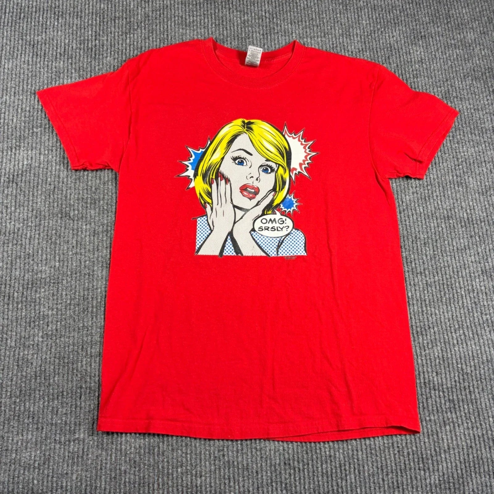 Gildan Shirt Mens M Liquid Blue Pop Art Comic Girl OMG SRSLY Red Graphic Unisex T-shirt, Sweatshirt, Hoodie, Long Sleeve Tee - T-Shirt, Sweatshirt, Hoodie