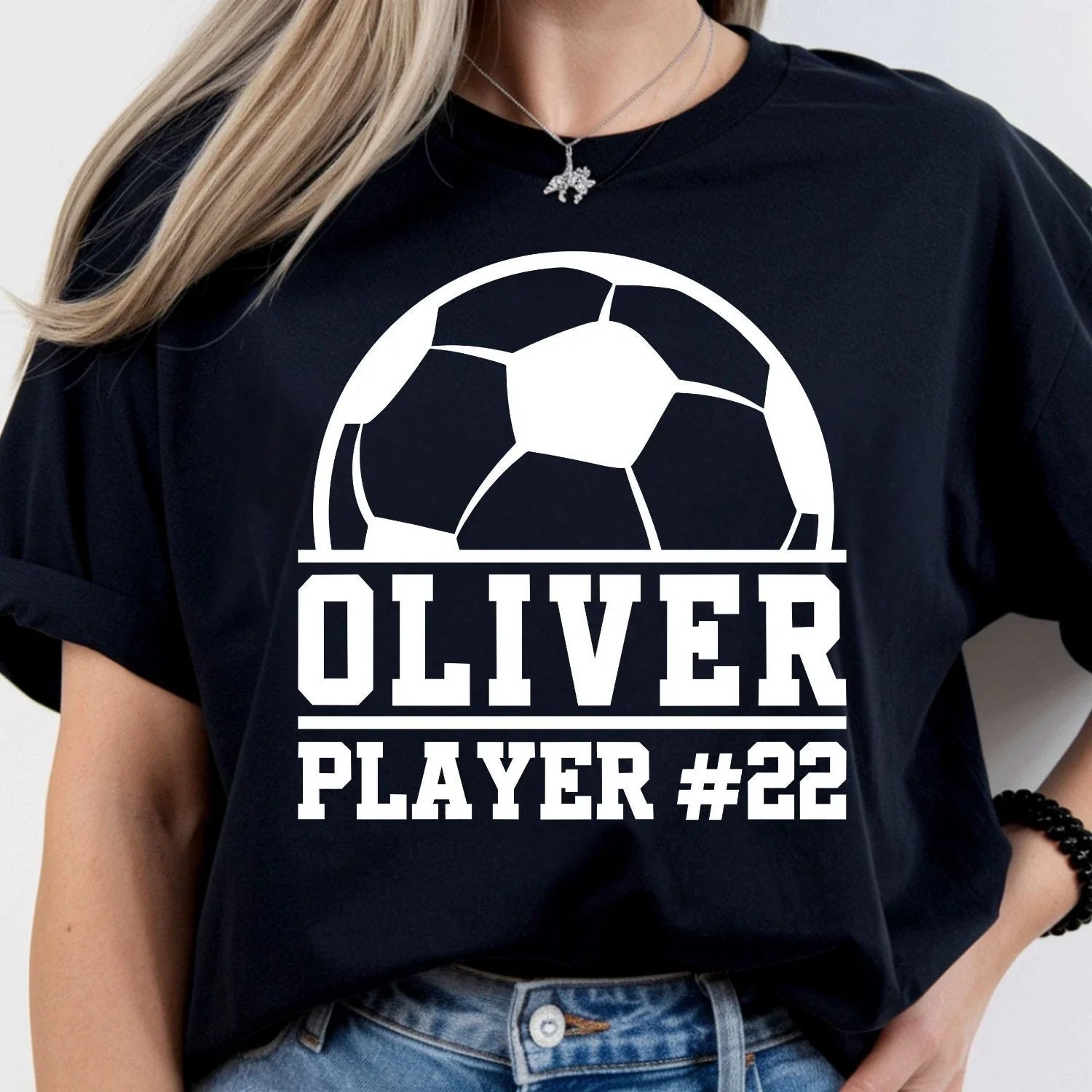 Personalised Football Name Number T Shirt Custom Player Sports Fan Gift Tee Xmas Unisex T-shirt, Sweatshirt, Hoodie, Long Sleeve Tee - T-Shirt, Sweatshirt, Hoodie