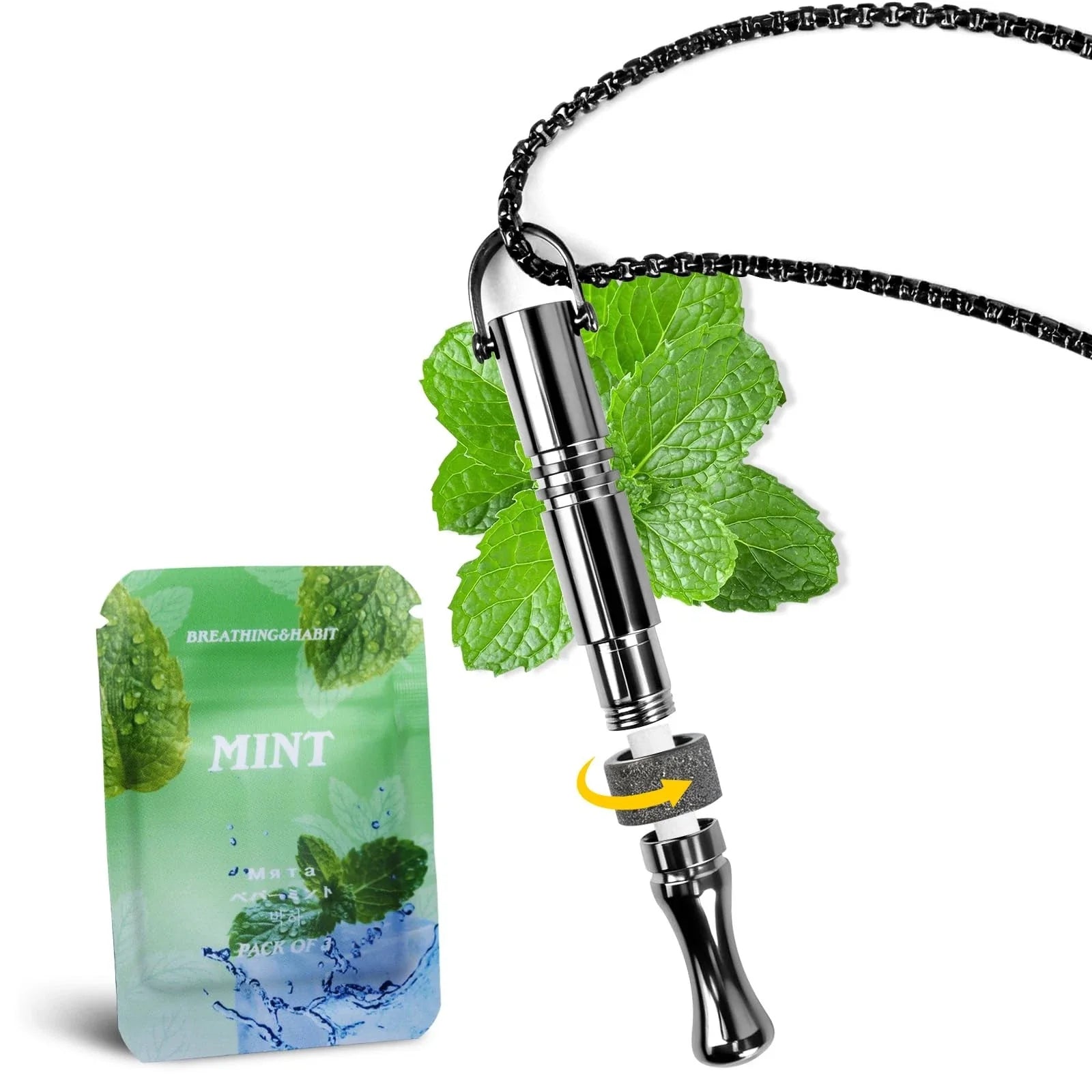 Stop Smoking Aid Device with Fidget Ring and Mint Pods Wearable Necklace Unisex T-shirt, Sweatshirt, Hoodie, Long Sleeve Tee - T-Shirt, Sweatshirt, Hoodie