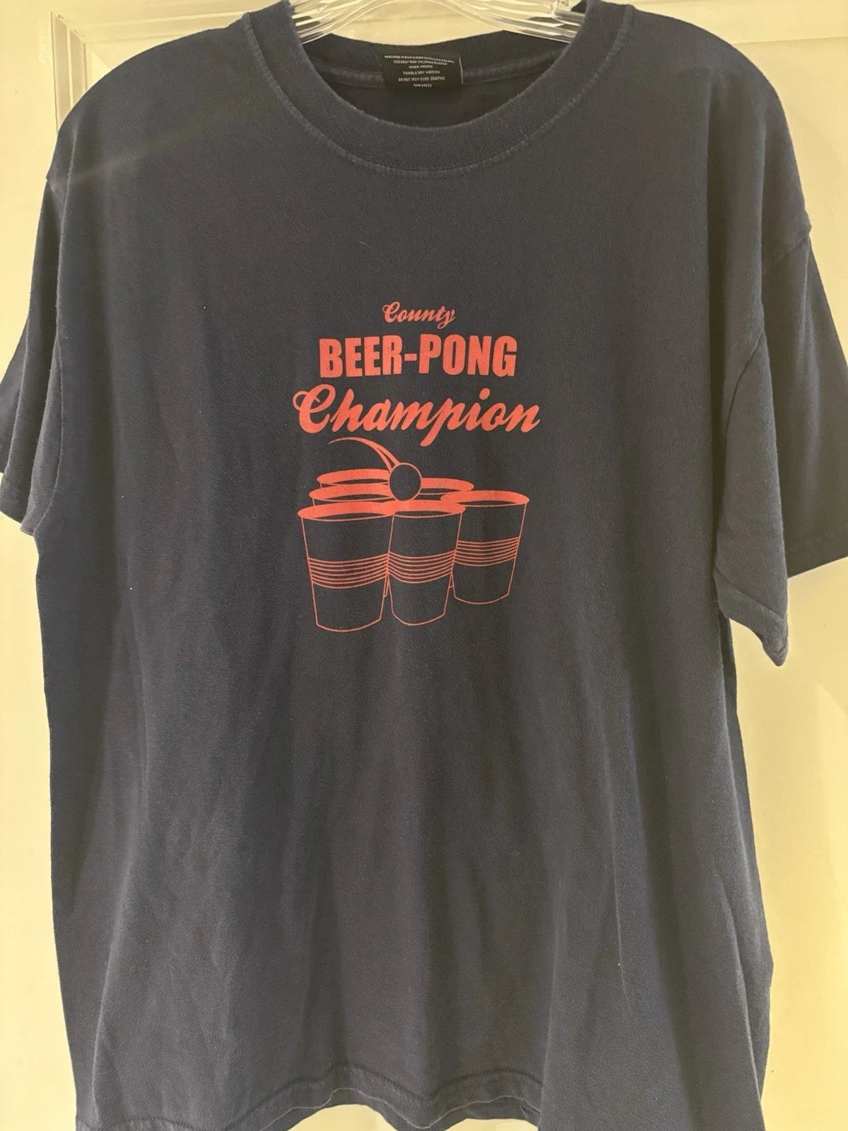 County Beer Pong Champion T-Shirt size large. Short Sleeve. Cotton. EUC Unisex T-shirt, Sweatshirt, Hoodie, Long Sleeve Tee - T-Shirt, Sweatshirt, Hoodie
