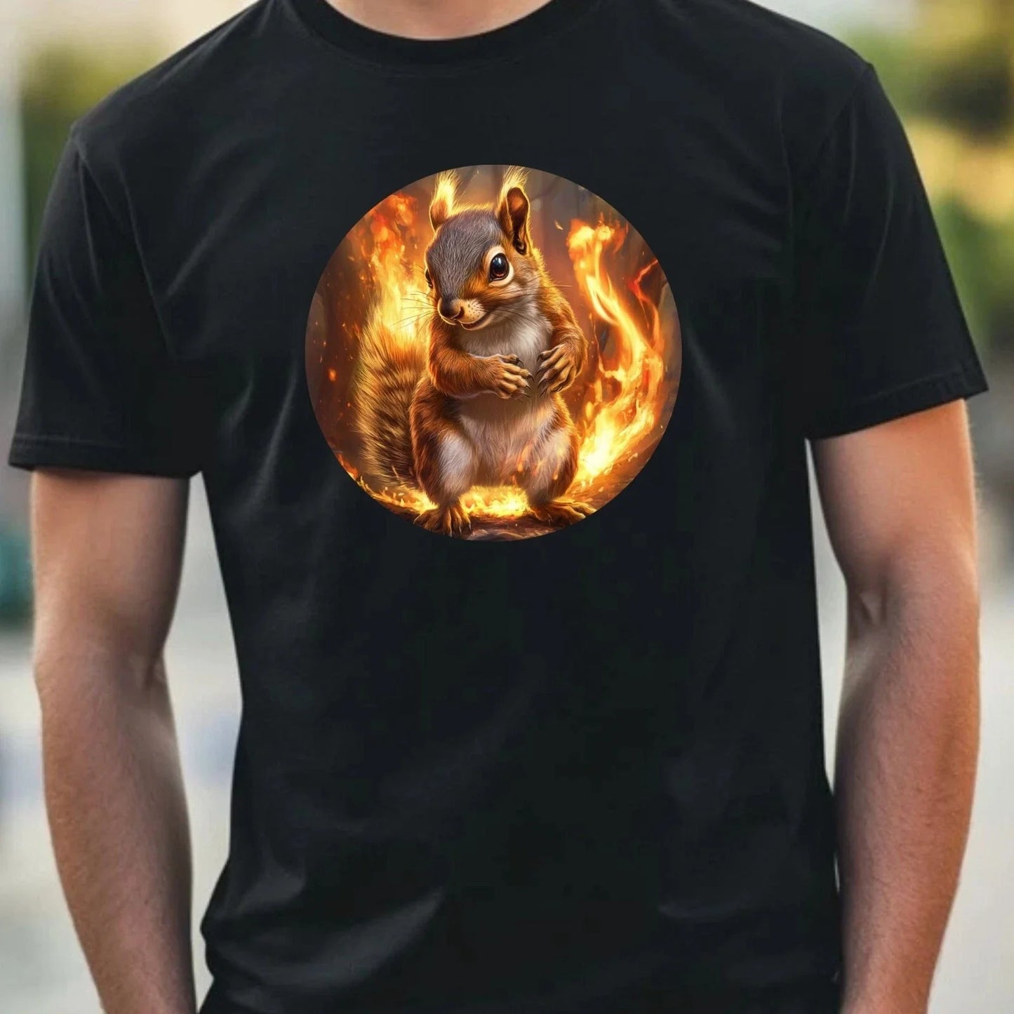 Mens Squirrel on Fire Motif Cotton T-Shirt Size XS to 5XL Unisex T-shirt, Sweatshirt, Hoodie, Long Sleeve Tee - T-Shirt, Sweatshirt, Hoodie