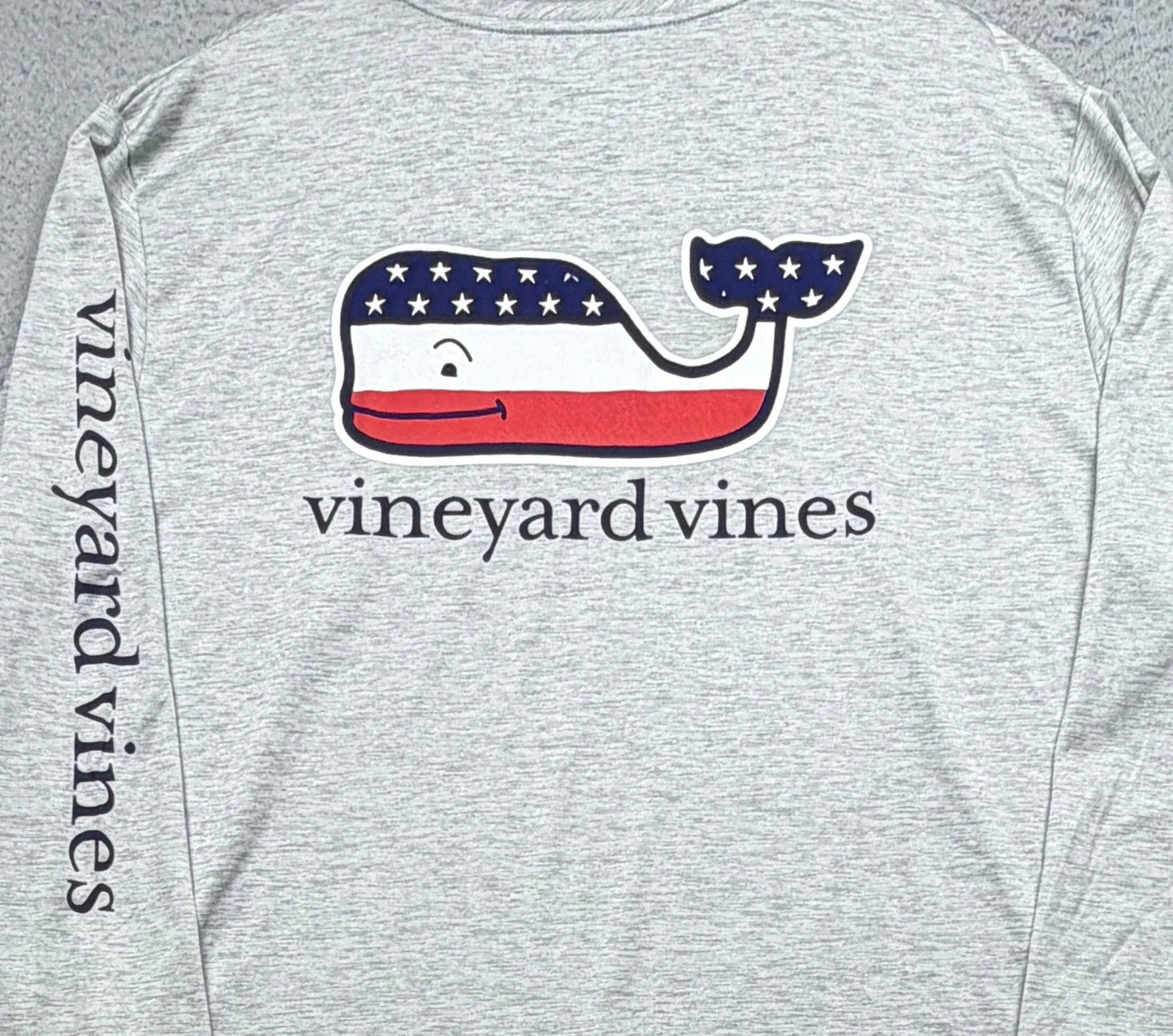 VINEYARD VINES T Shirt Mens 3XL Gray Performance American Flag Long Sleeve NWT Unisex T-shirt, Sweatshirt, Hoodie, Long Sleeve Tee - T-Shirt, Sweatshirt, Hoodie