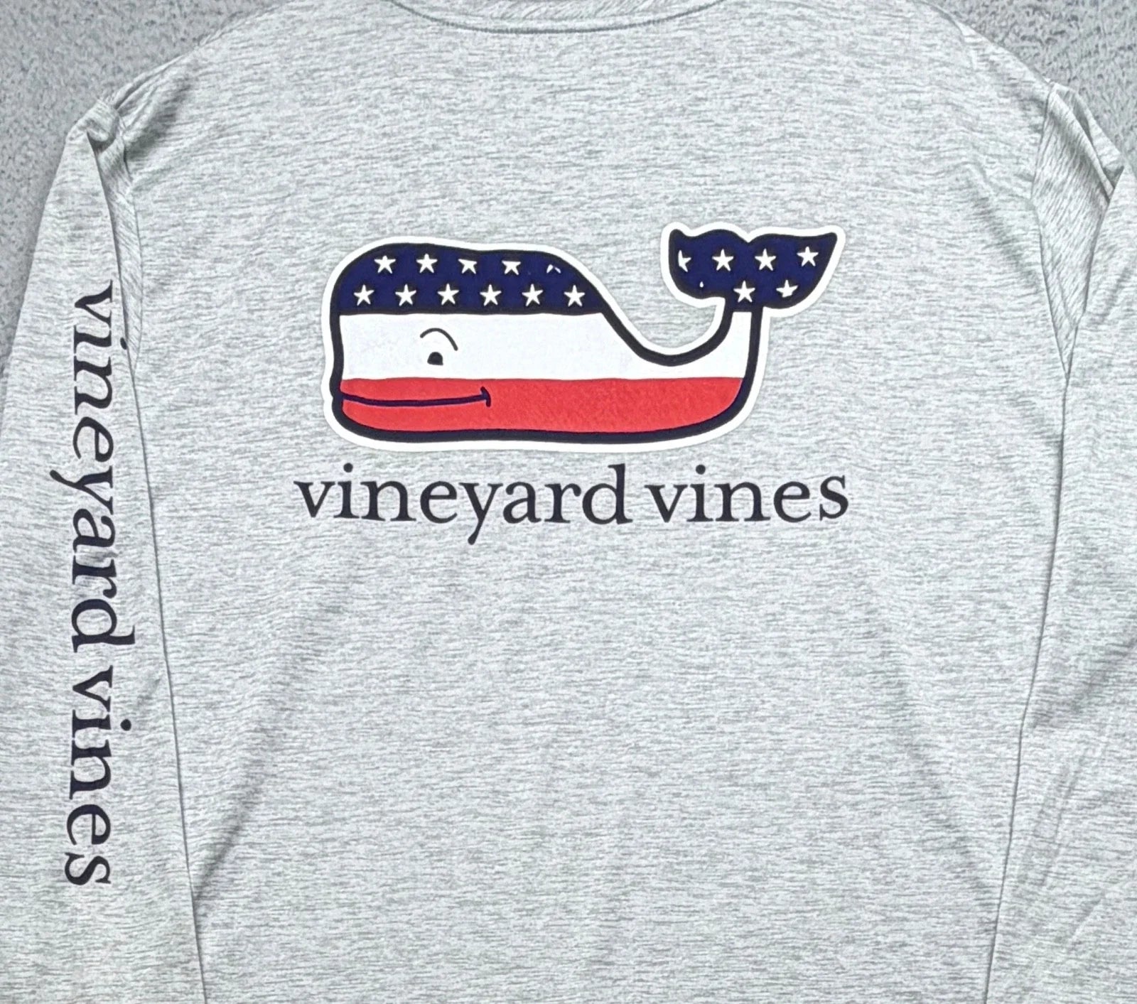 VINEYARD VINES T Shirt Mens 3XL Gray Performance American Flag Long Sleeve NWT Unisex T-shirt, Sweatshirt, Hoodie, Long Sleeve Tee - T-Shirt, Sweatshirt, Hoodie