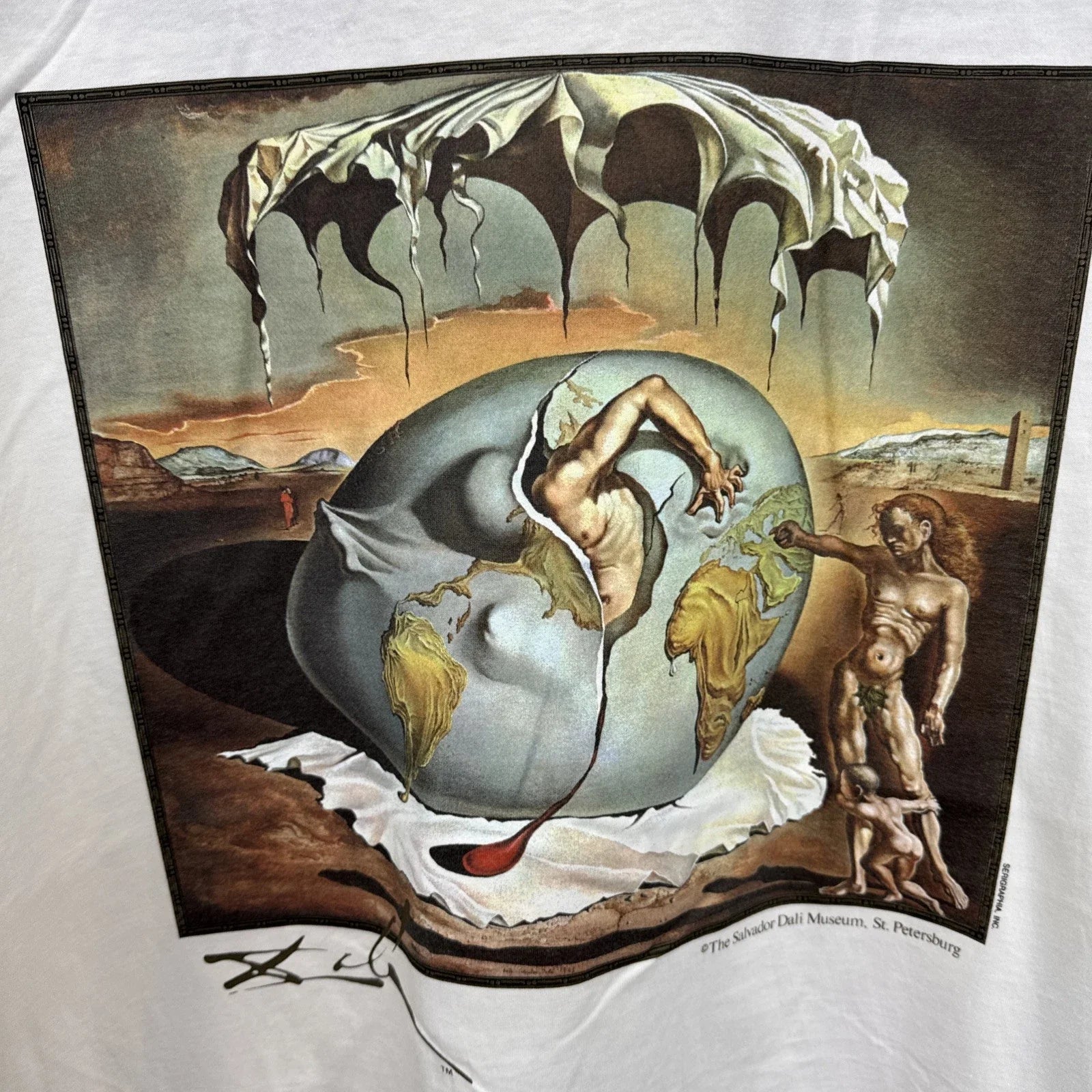 Vintage Salvador Dali Art T Shirt Mens XL 80s 90s Surreal Geopoliticus Warhol Unisex T-shirt, Sweatshirt, Hoodie, Long Sleeve Tee - T-Shirt, Sweatshirt, Hoodie