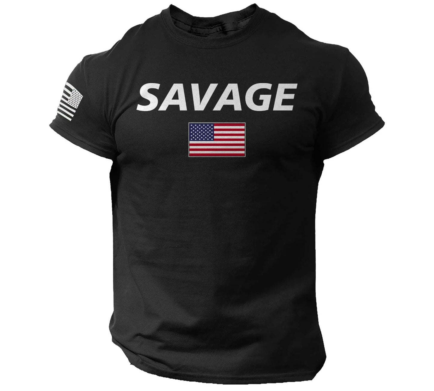 Savage American Flag T-Shirt  Black Patriotic USA Tee Military Veteran Pride Unisex T-shirt, Sweatshirt, Hoodie, Long Sleeve Tee - T-Shirt, Sweatshirt, Hoodie