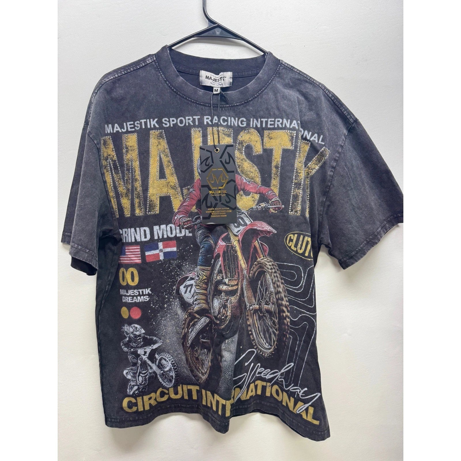 Majestik T Shirt Men Medium Black Built Different Motocross Graphic Rhinestone Unisex T-shirt, Sweatshirt, Hoodie, Long Sleeve Tee - T-Shirt, Sweatshirt, Hoodie