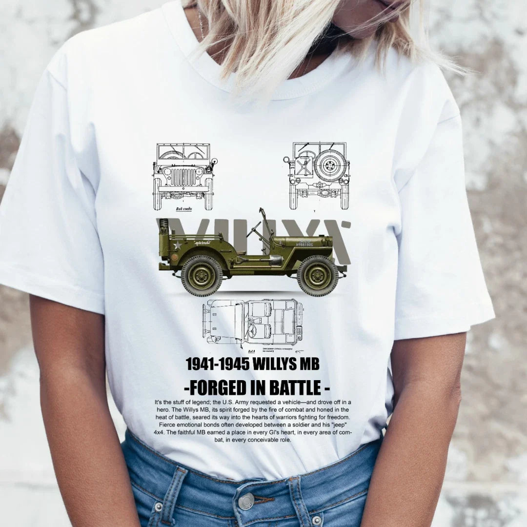 Printed T-Shirt  Willys MB Military US Army  Car Graphic Tee  Mens Tee gift Unisex T-shirt, Sweatshirt, Hoodie, Long Sleeve Tee - T-Shirt, Sweatshirt, Hoodie