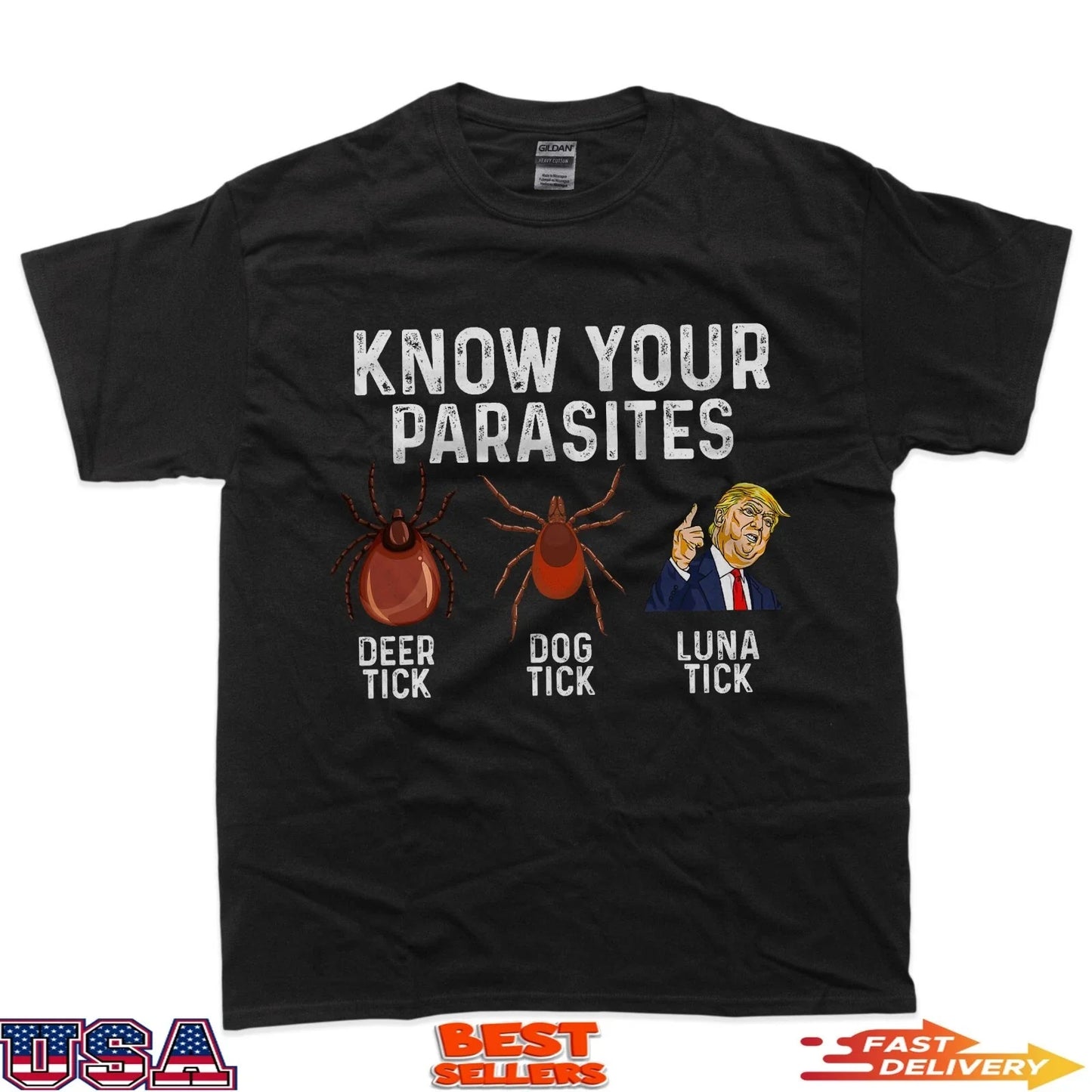 Know Your Parasites Deer Tick Dog Tick Luna Tick Anti Trump T-Shirt Unisex T-shirt, Sweatshirt, Hoodie, Long Sleeve Tee - T-Shirt, Sweatshirt, Hoodie