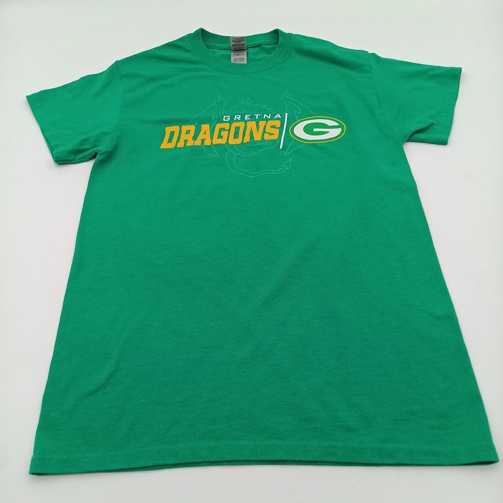 Gildan T-Shirt Men's Small Green Gretna Dragons Logo Short Sleeve Unisex T-shirt, Sweatshirt, Hoodie, Long Sleeve Tee - T-Shirt, Sweatshirt, Hoodie